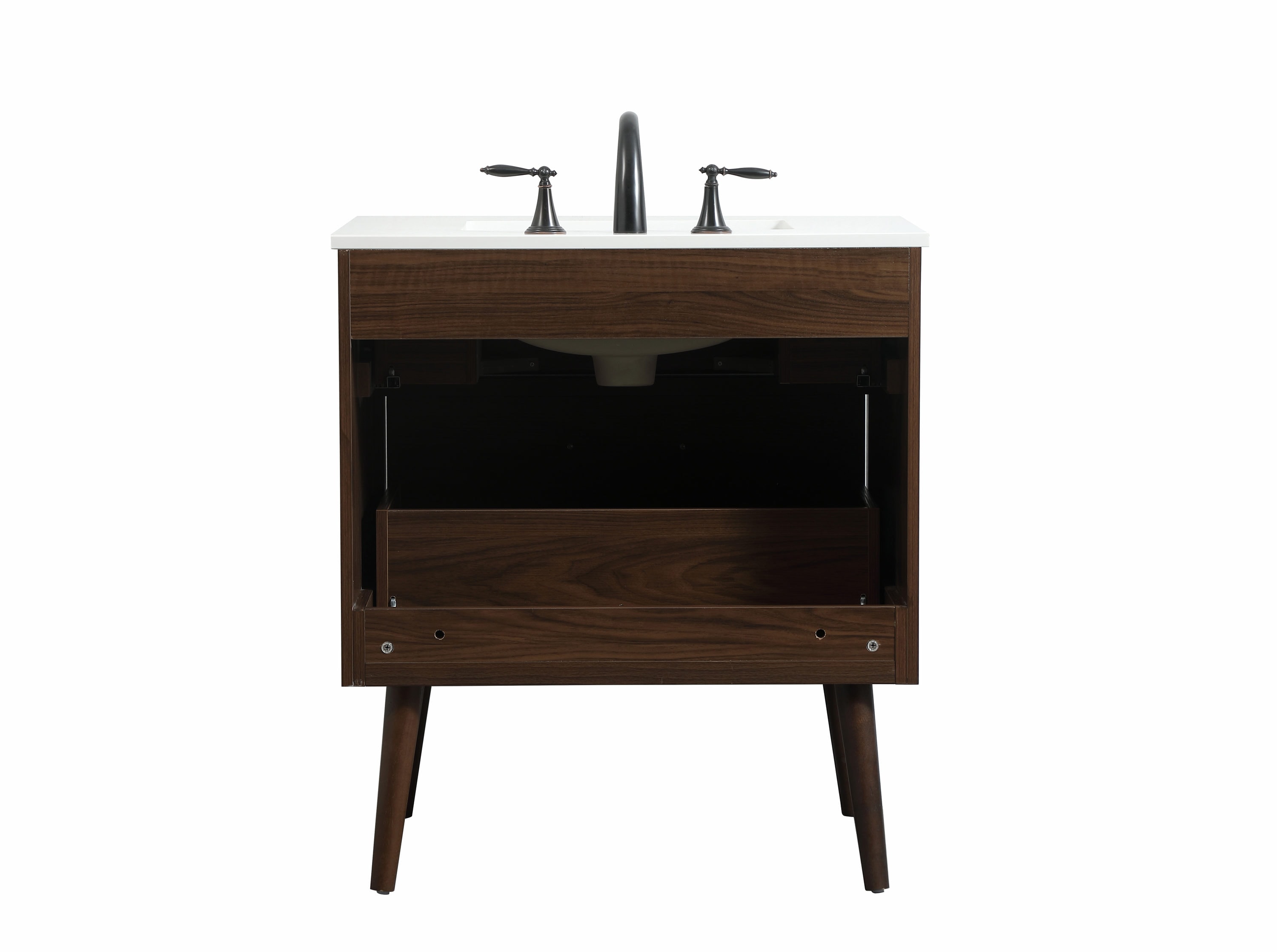 Walnut Mid-Century Modern Single Bathroom Vanity
