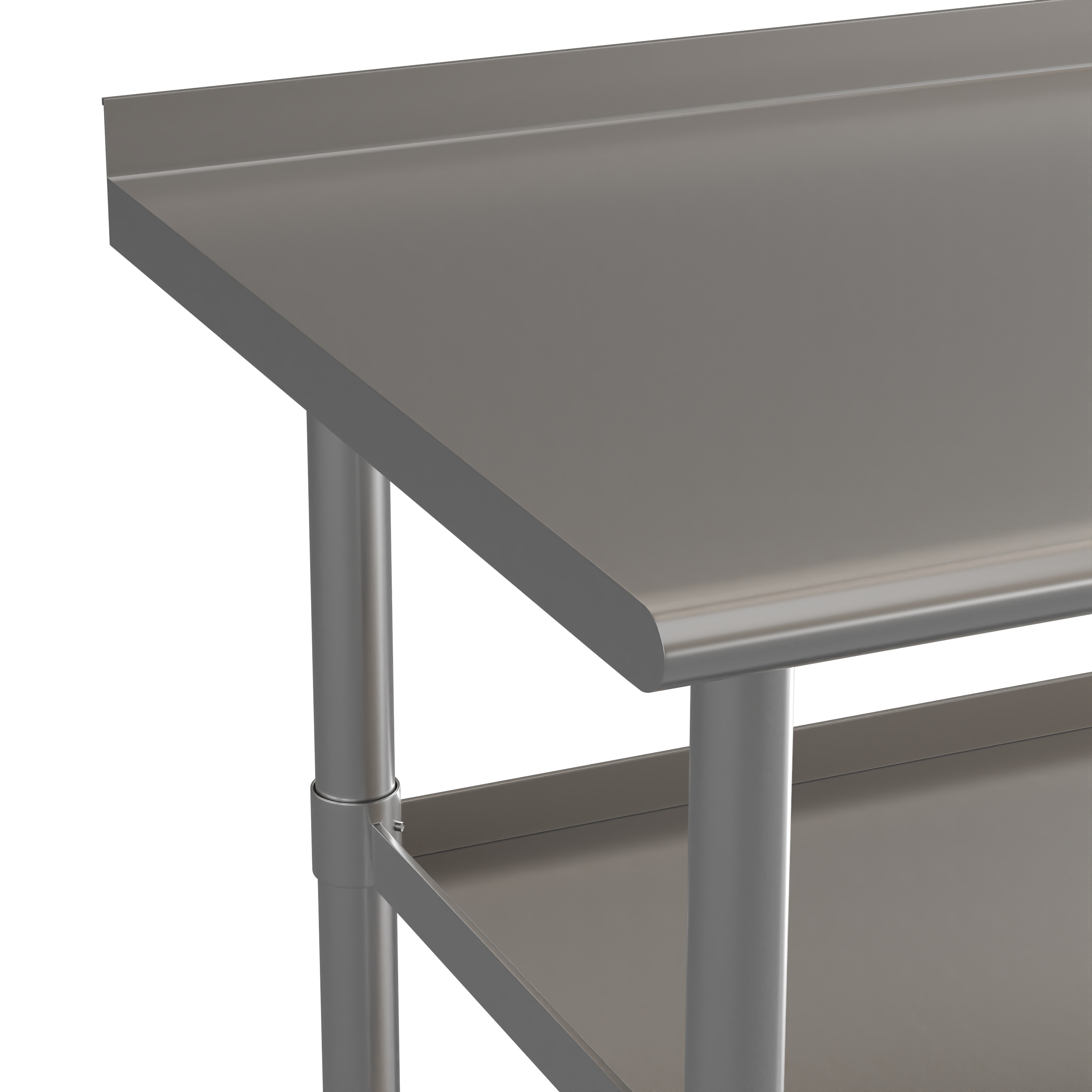 Silver Stainless Steel Kitchen Work Table with Adjustable Shelves