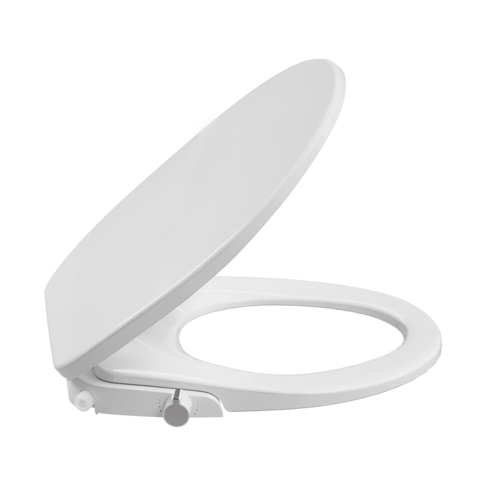 IdealHouse Non Electric Bidet Toilet Seat for Commercial Bathrooms Round Shape Dual Self Cleaning Nozzles Adjustable Ambient Water Spray Soft Close