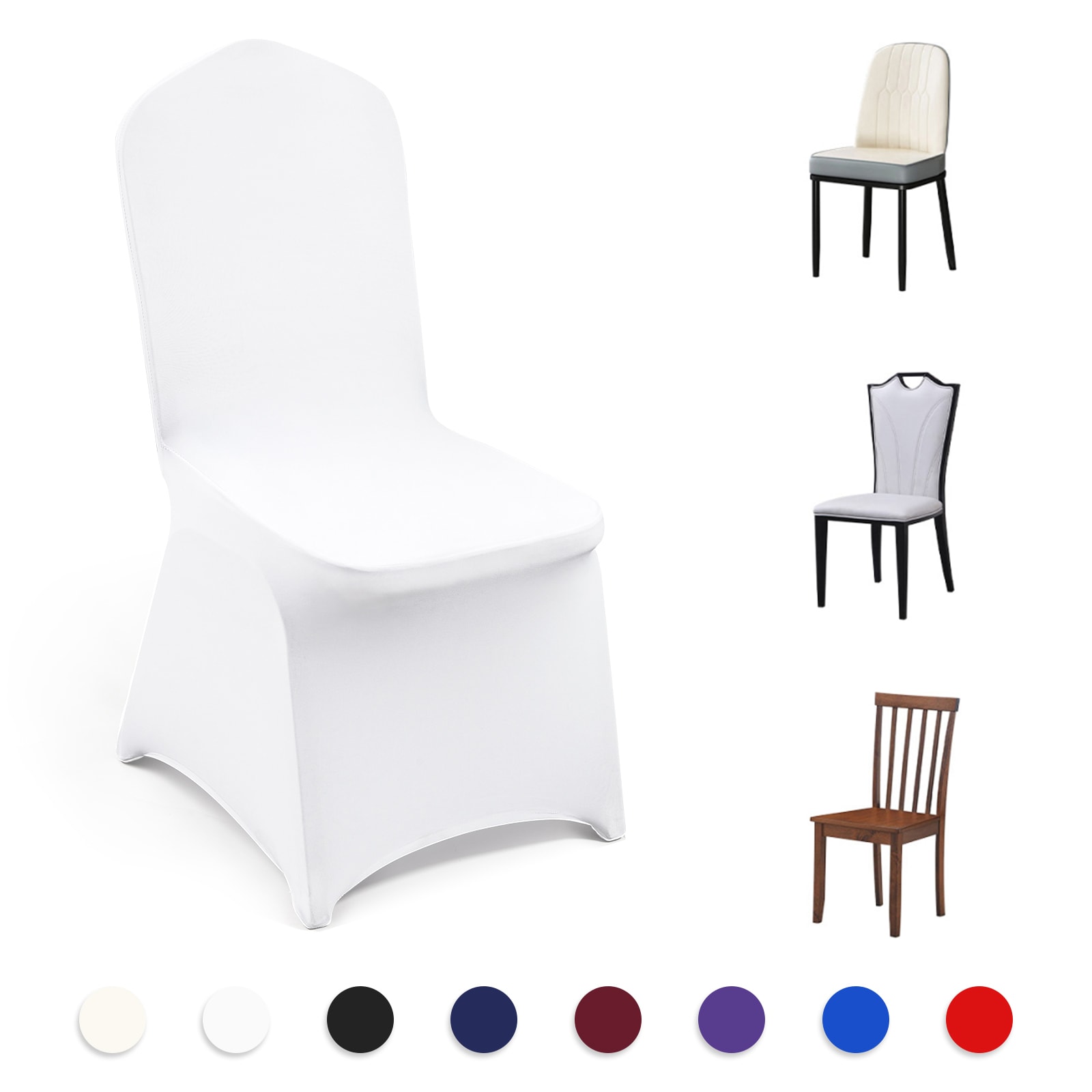 VEVOR Chair Covers Polyester Spandex Chair Cover Stretchy Flat-Front Chairs Protective Slipcover Universal Fitted for Dining Party Wedding Banque (105PCS White)