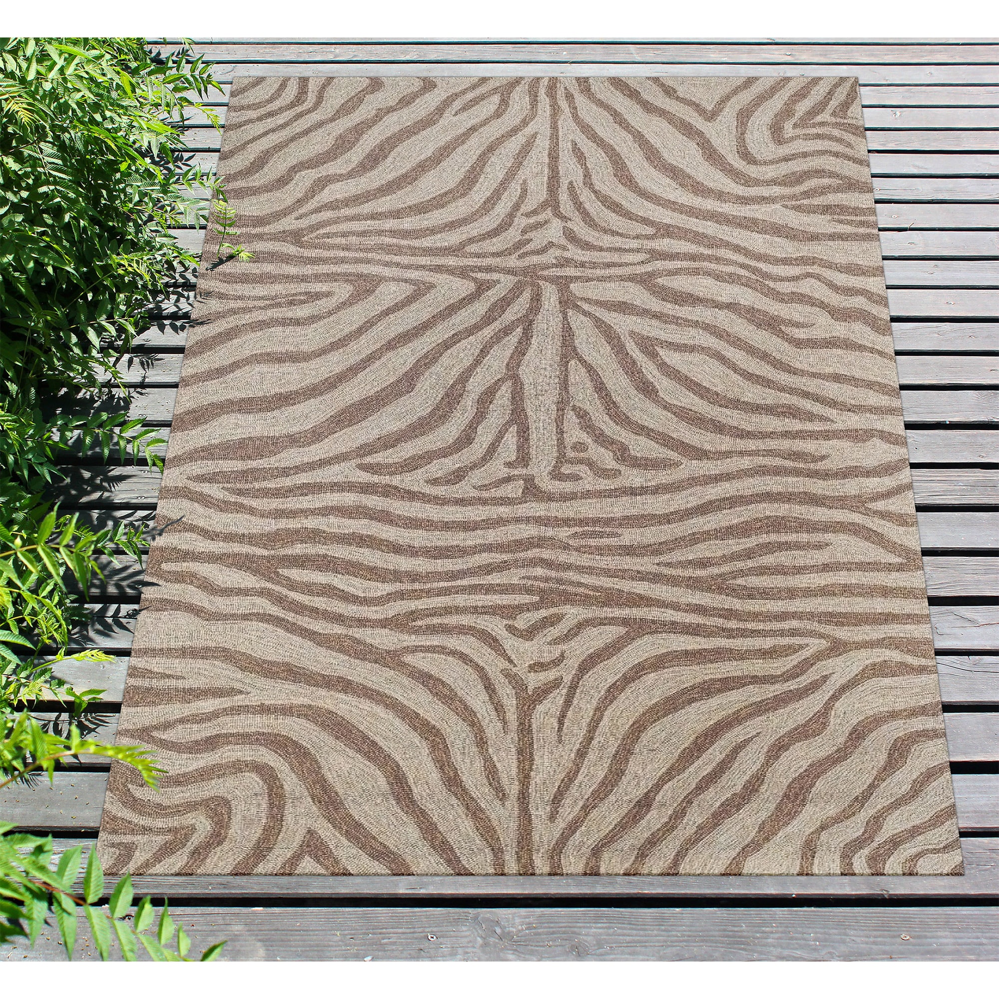 Liora Manne RVL71203319 Ravella 8 x 10 (ft) Tufted Polypropylene Brown Rectangular Indoor/Outdoor Animal print Global Area rug