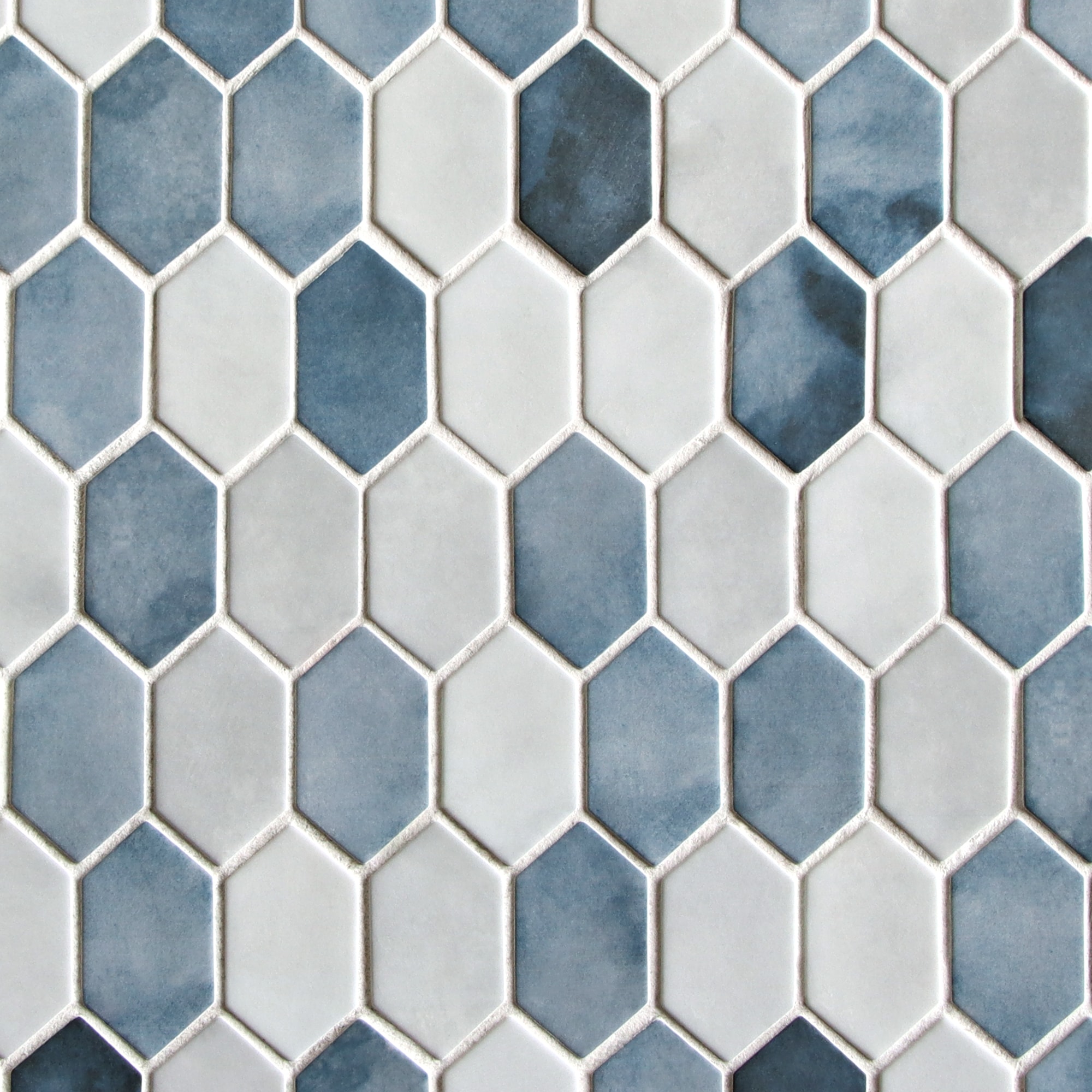 SUNWINGS SLHR-BLU-10 Blue 10-in x 11-in Matte Recycled Glass Marble Look Hexagon Mosaic Floor and Wall Tile (8-sq. ft/ Carton)