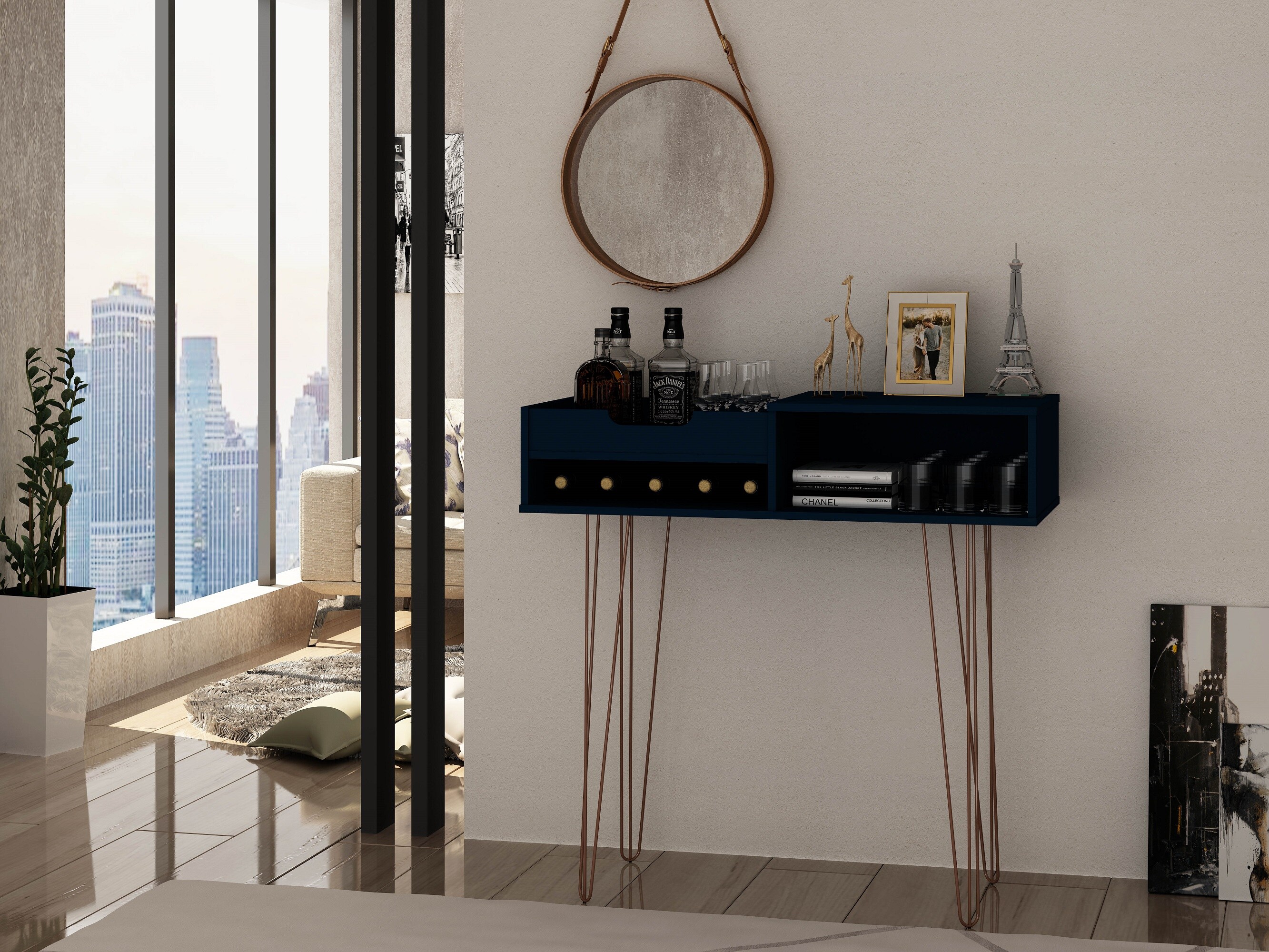 Manhattan Comfort 133GMC4 Rockefeller Midcentury Matte Console Table