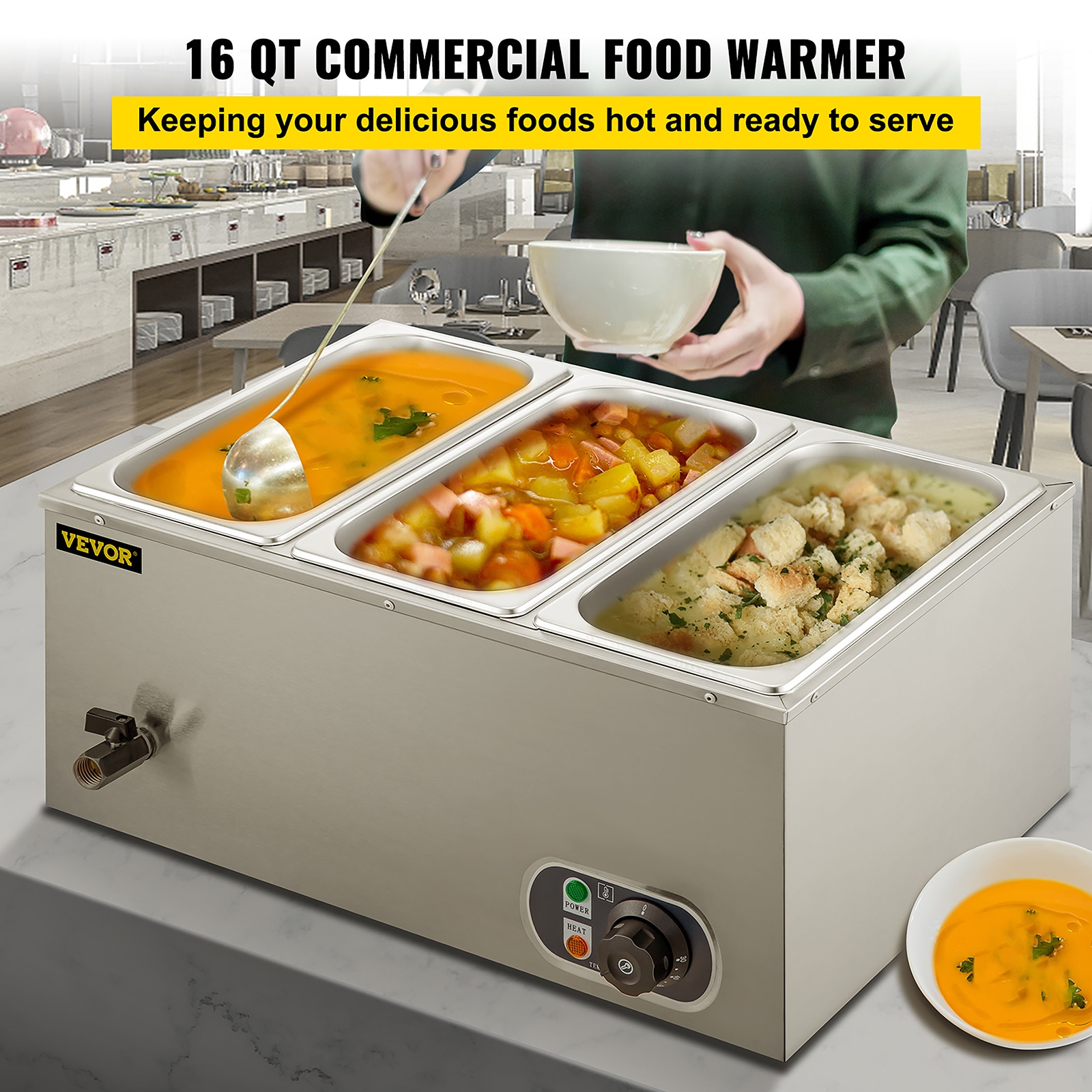 VEVOR 1300W 4.8QT Hot Fudge Warmer - Commercial/Residential