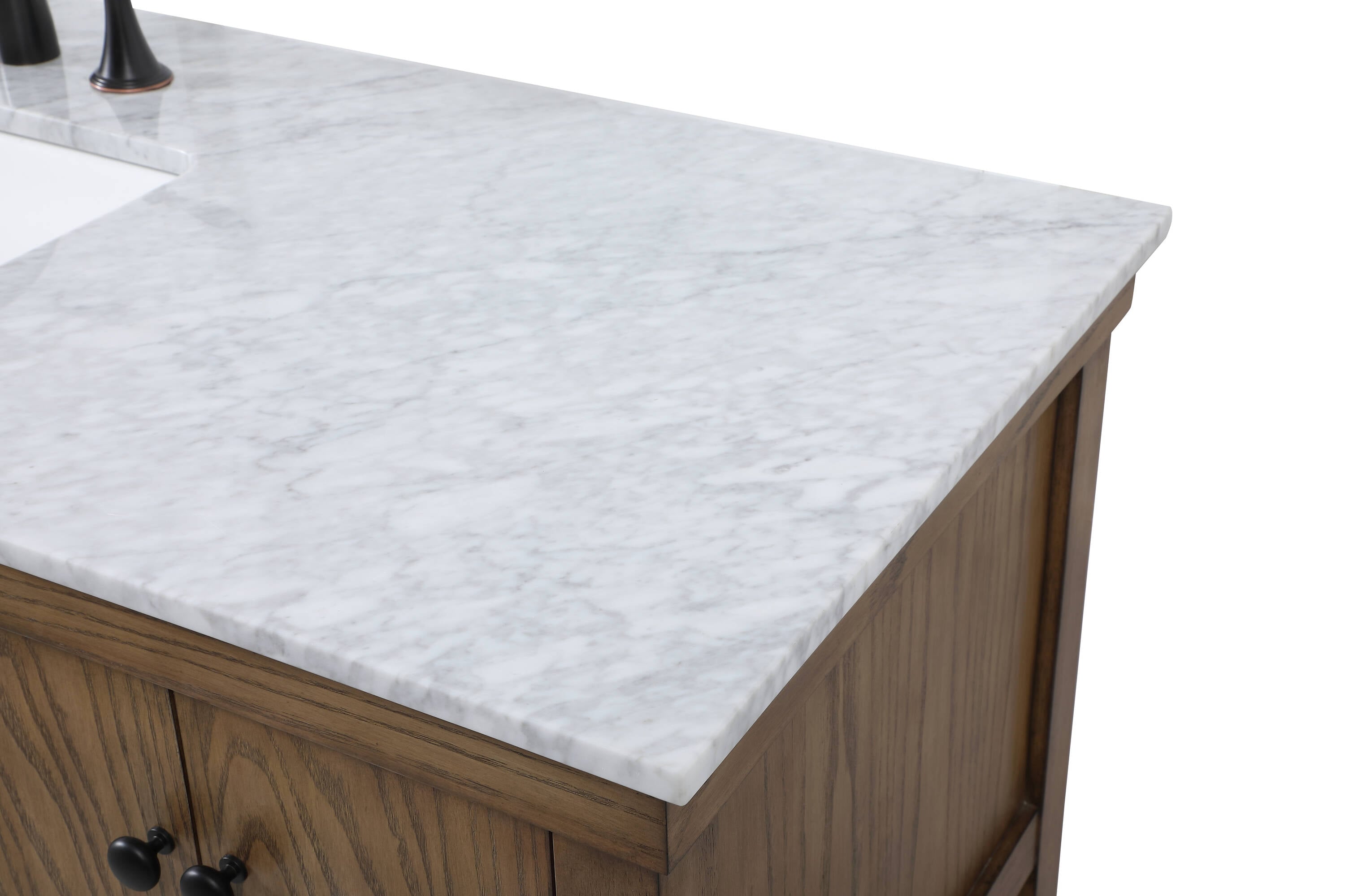 Driftwood Single Bathroom Vanity with Carrara White Marble Top