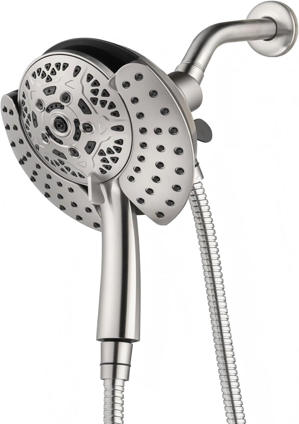 WIZ INJL-004 9 -Spray Brushed Nickel 7.2-in Round Dual/Combo High Pressure Rain Shower Head 1.2 GPM