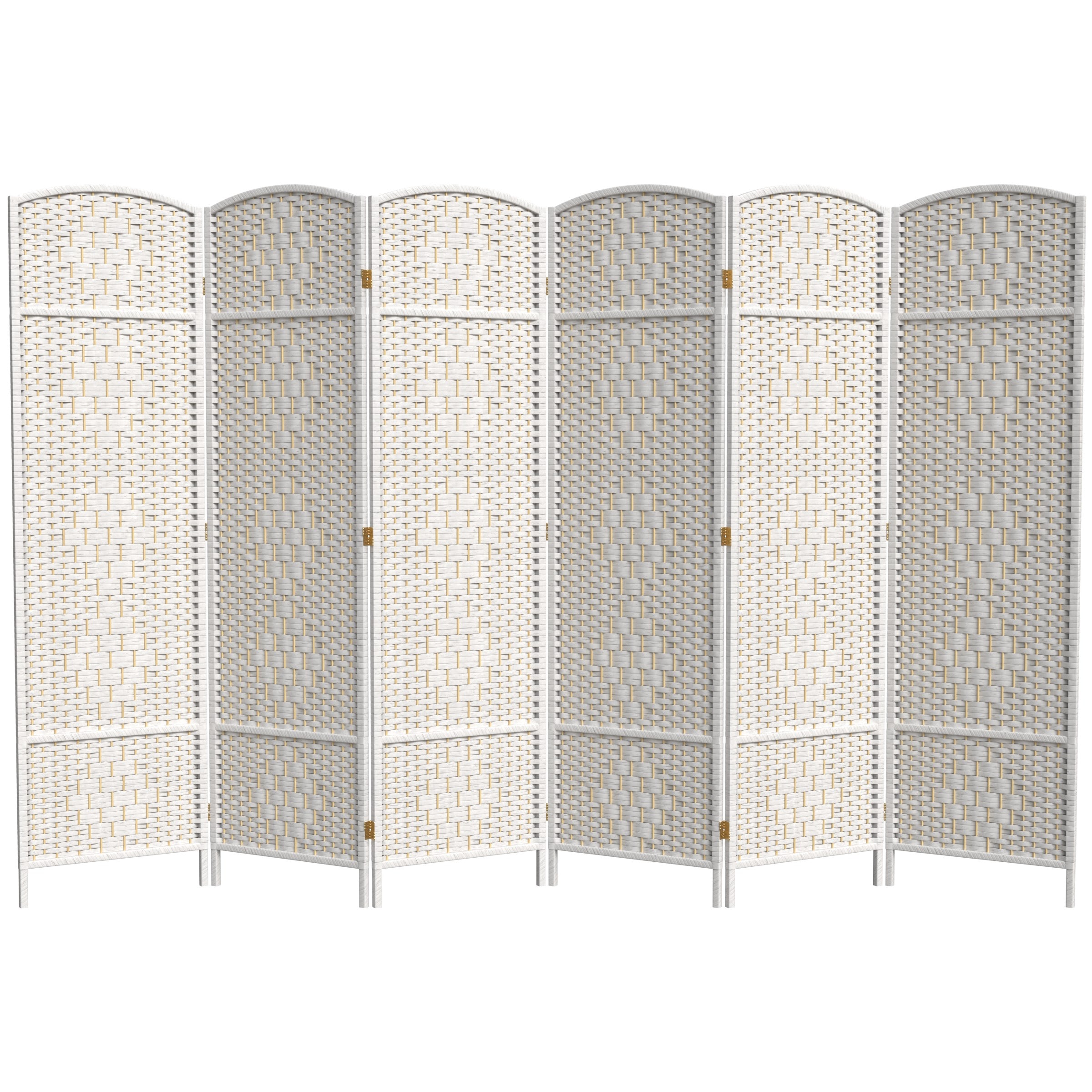 Oriental Furniture FB-OPDMND-6P-WHT 6-Panel White Cellulose Fiber Folding Transitional Style Room Divider - Thumbnail