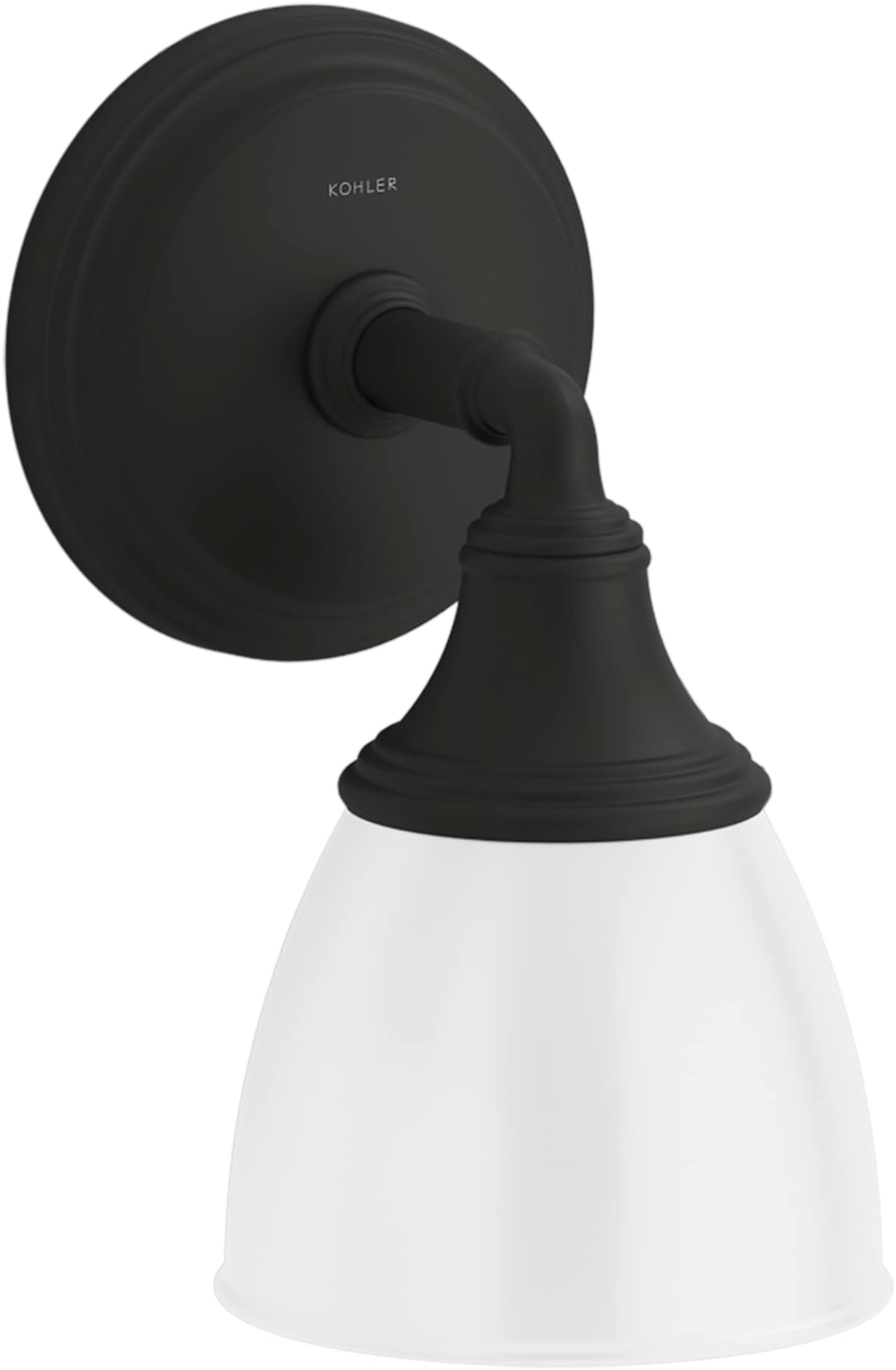 Devonshire Matte Black 6'' Frosted-Glass Bathroom Wall Sconce