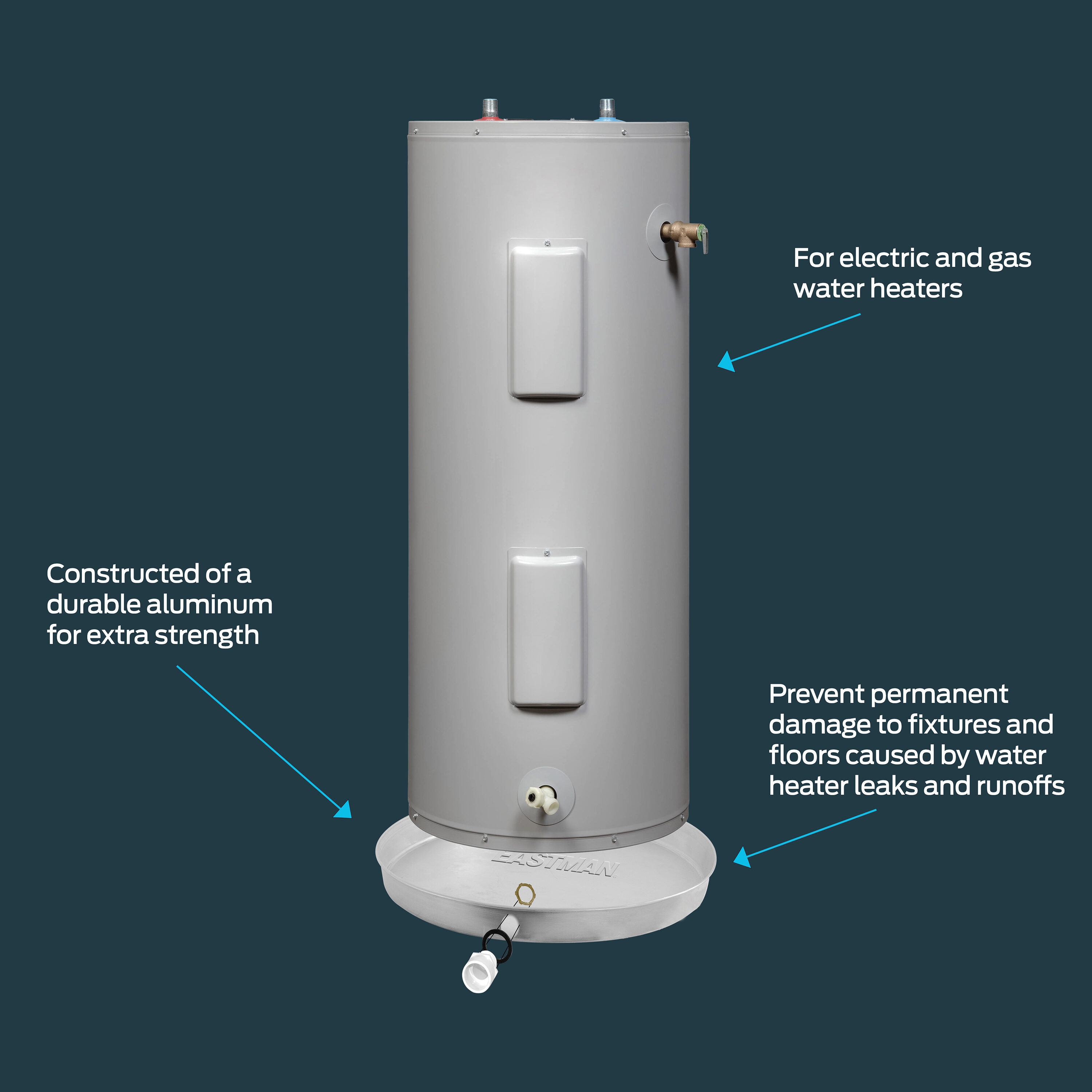 22 Aluminum Water Heater Pan with Bottom Drain