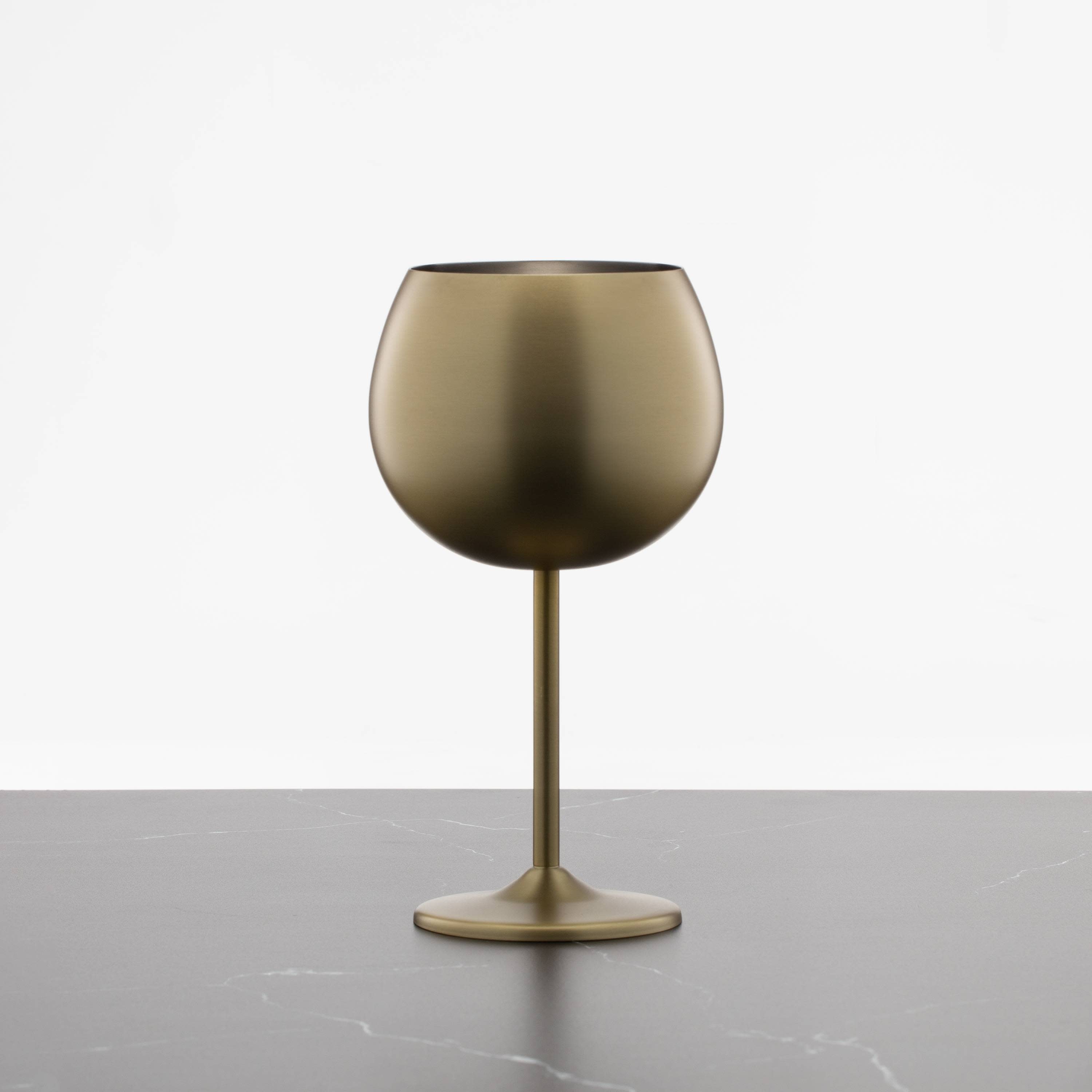 Set of 4 Brushed Gold Stainless Steel Wine Goblets
