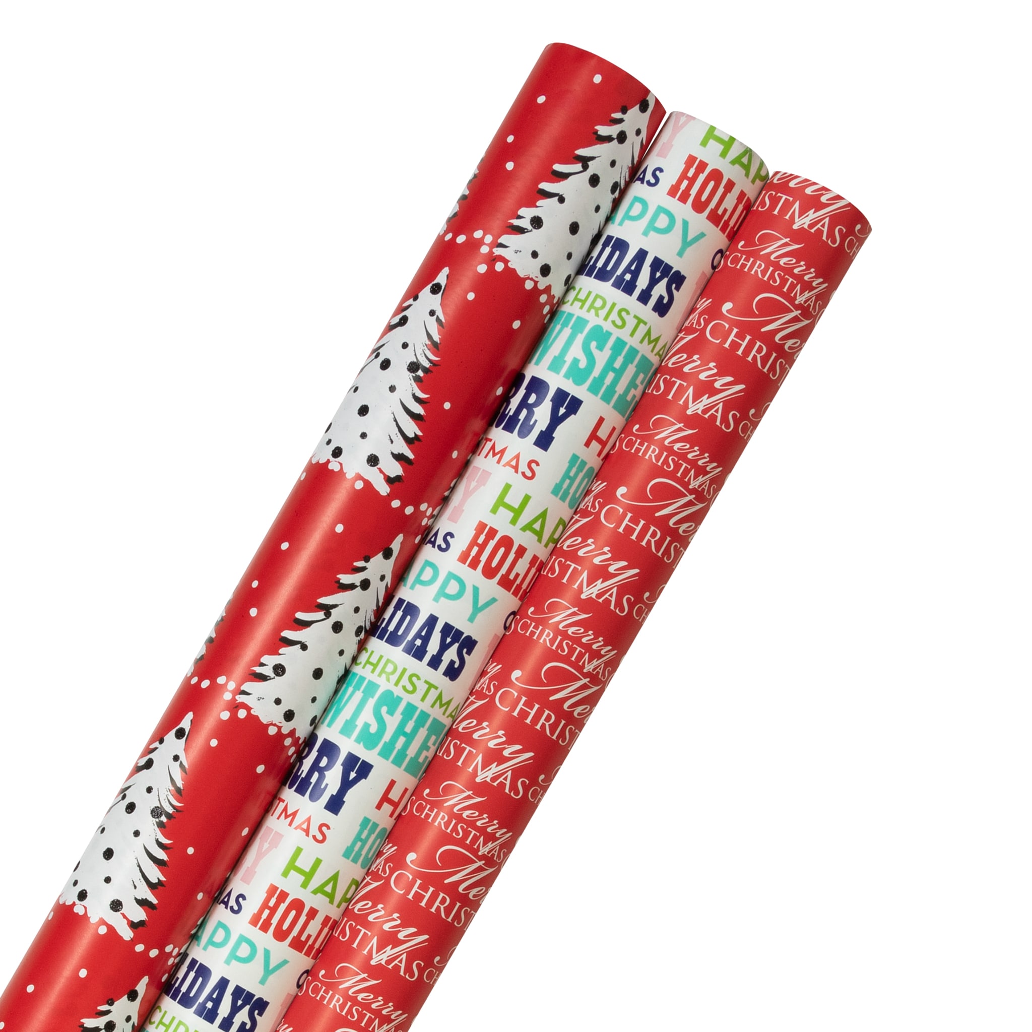 JAM PAPER Red Glossy Gift Wrapping Paper Roll - 2 packs of 25 Sq. Ft.