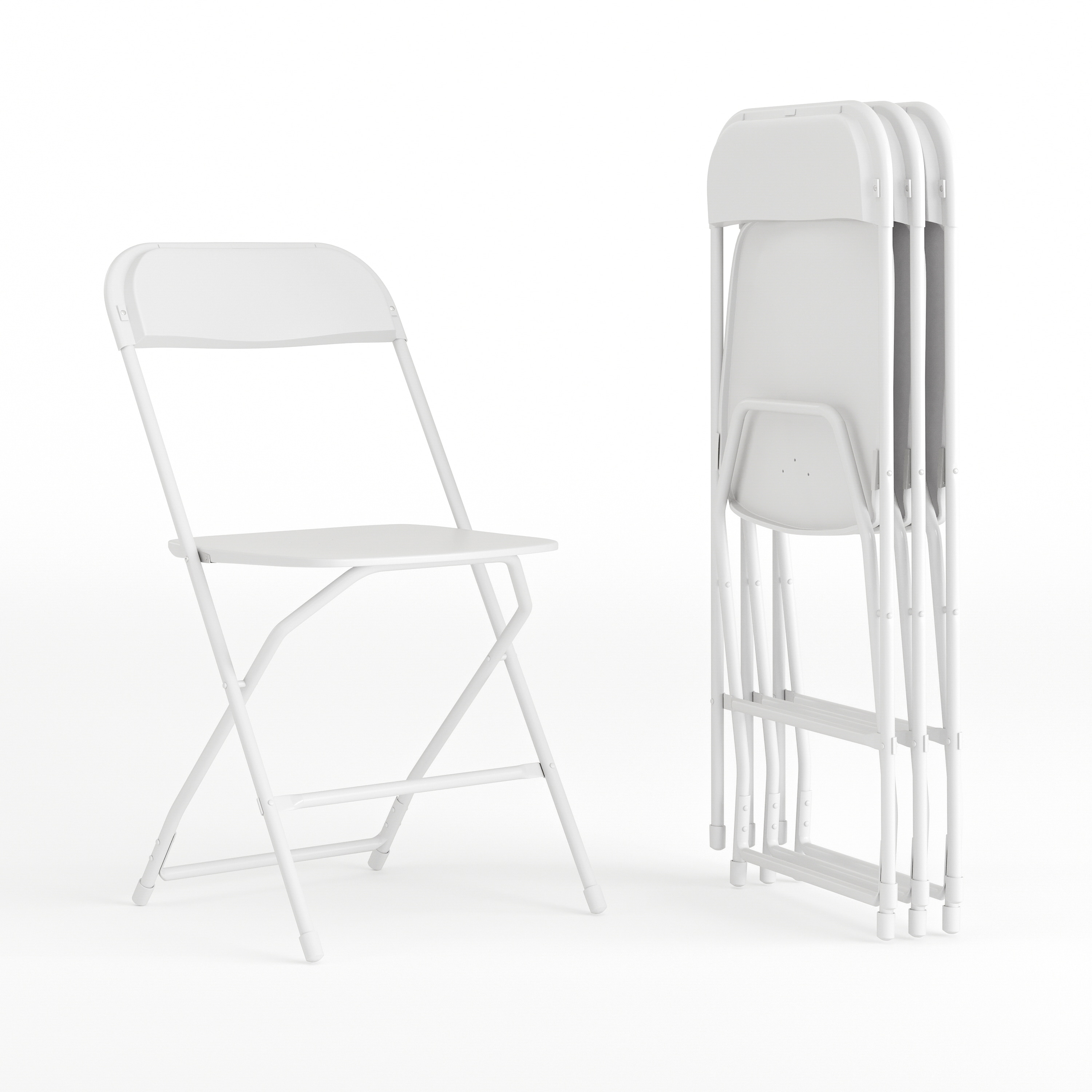 Flash Furniture 847254015660 4 -Pack White Commercial/Residential Standard Folding Chair with Solid Seat ( Indoor )