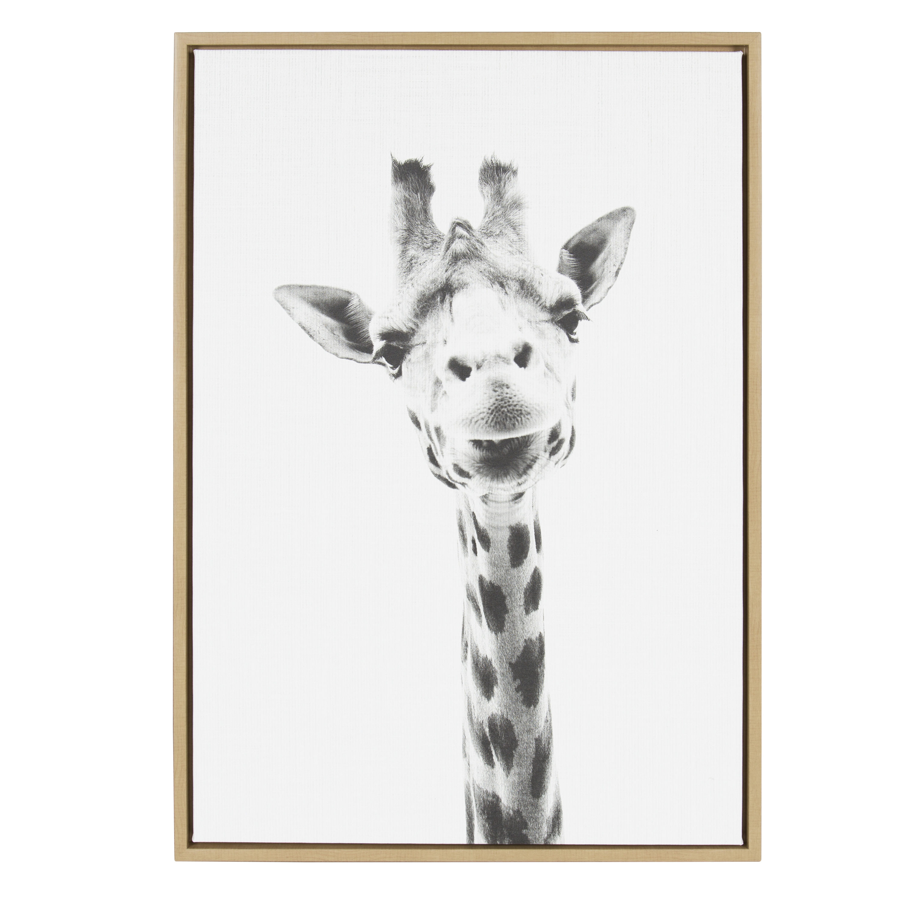 Kate and Laurel 212637 Giraffe Tai Prints Light Brown Plastic Framed 33.13-Inches H x 23.13-Inches W Animals Canvas Print