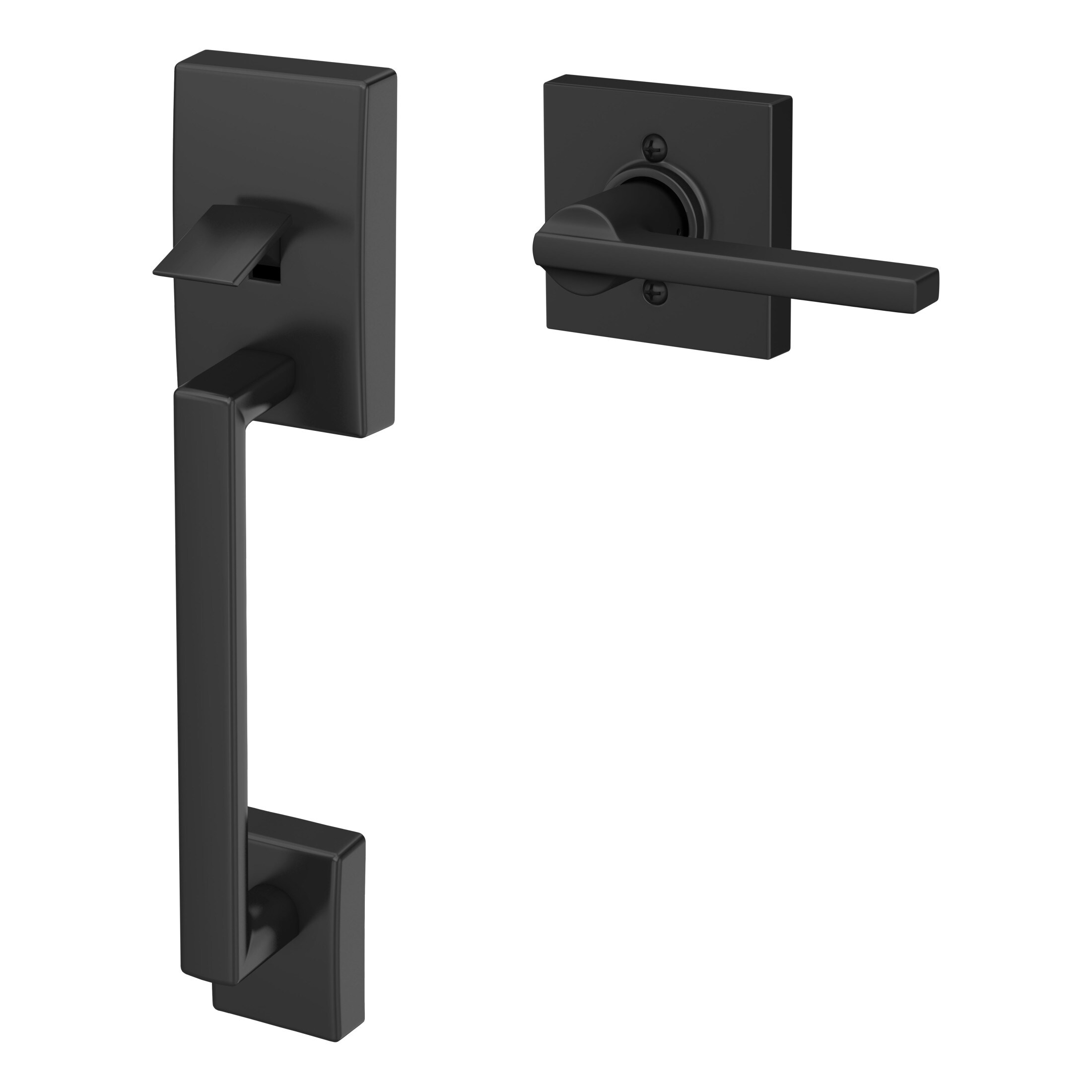 Schlage Century-Latitude Matte Black Entry Door Handleset with Latitude ...