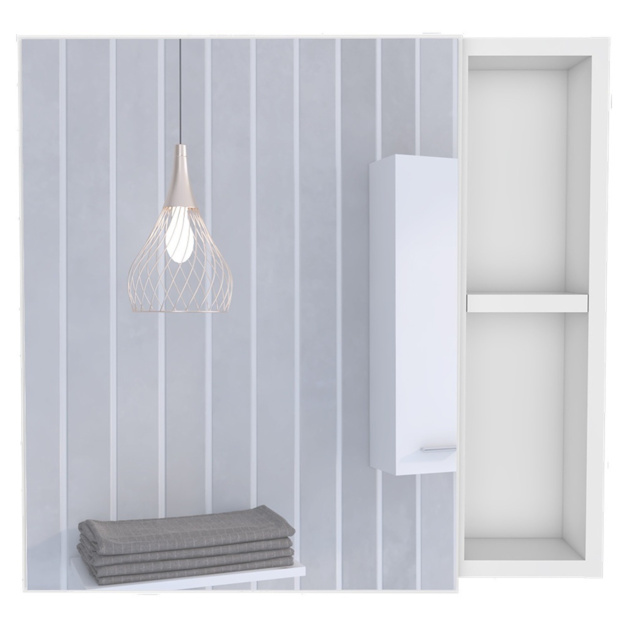 IAK 20 inch White Particle Board Medicine Cabinet with Single Door and ...