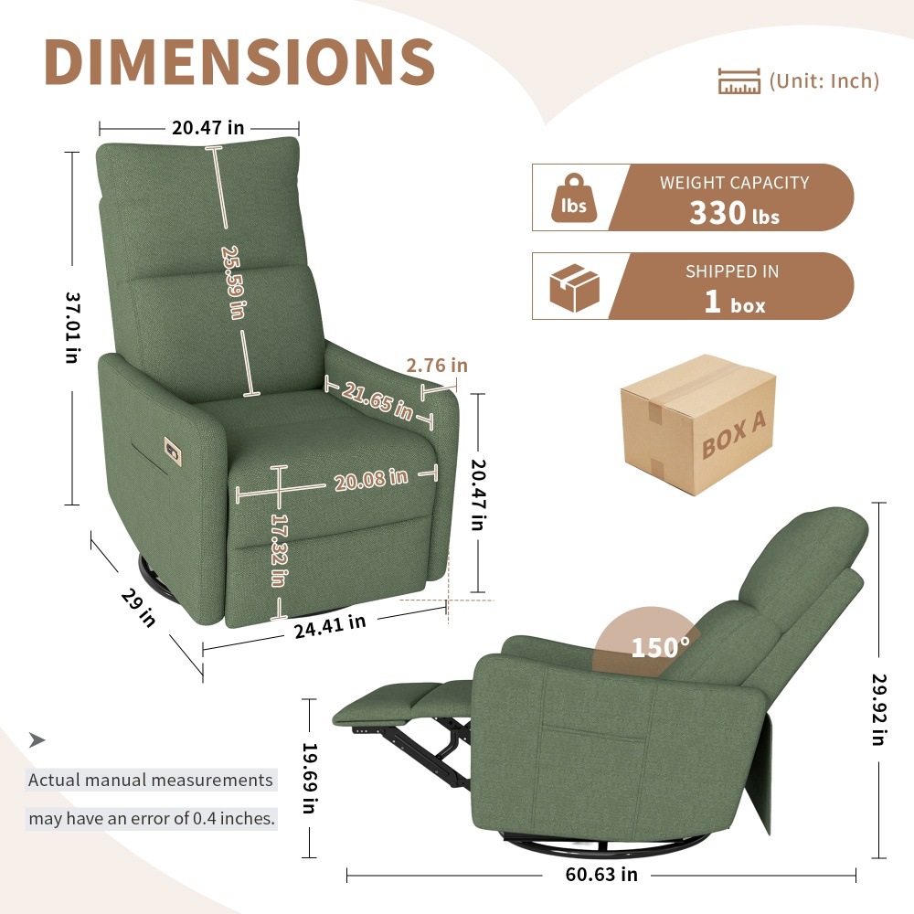 Coolbibila LUMO-RECLINER-GREEN recliners - View #3