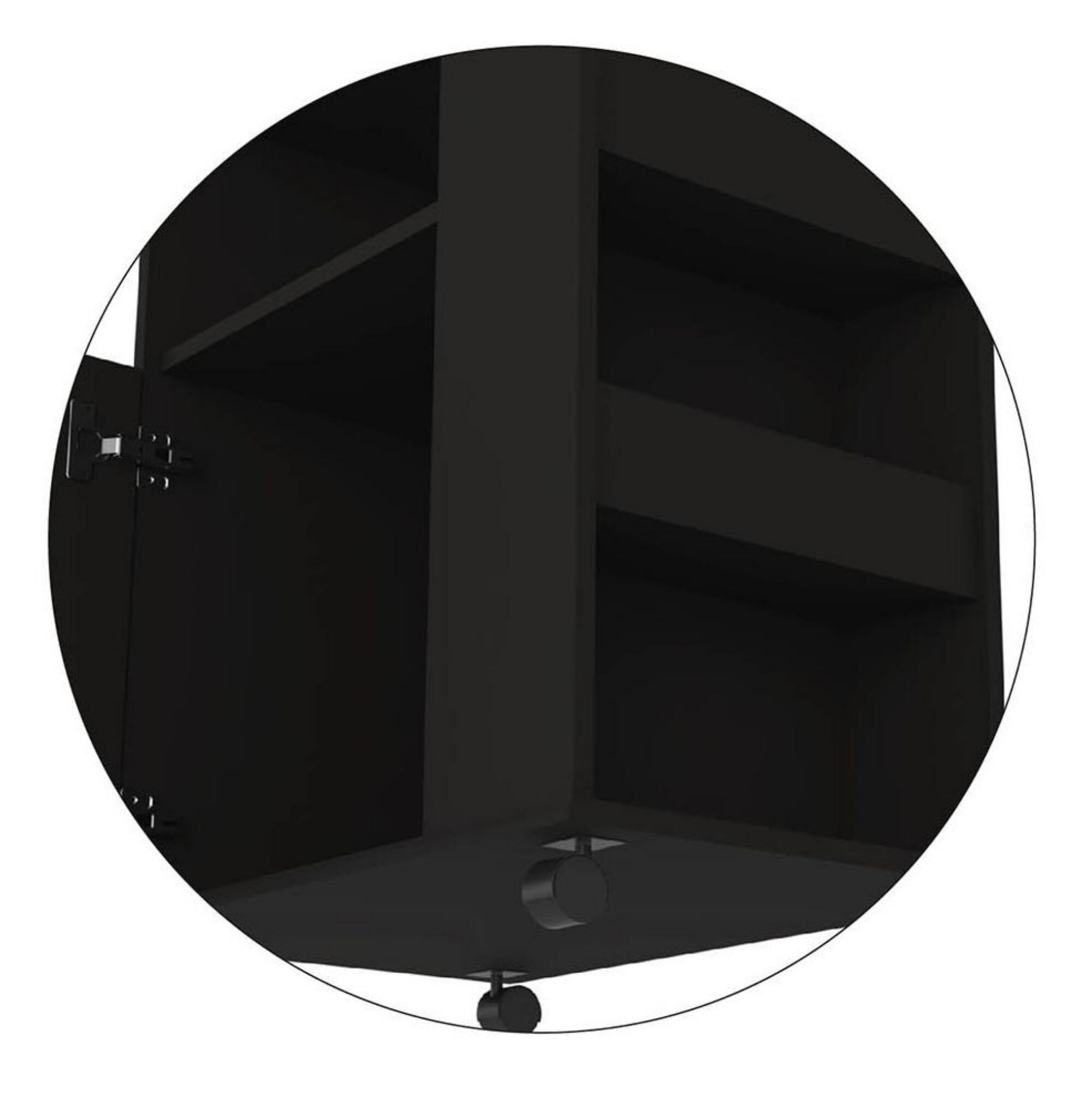 Miki Shinly Black Mdf Base with Mdf Top Rolling Kitchen Island (23.6-in x 15.7-in x 28.9-in)