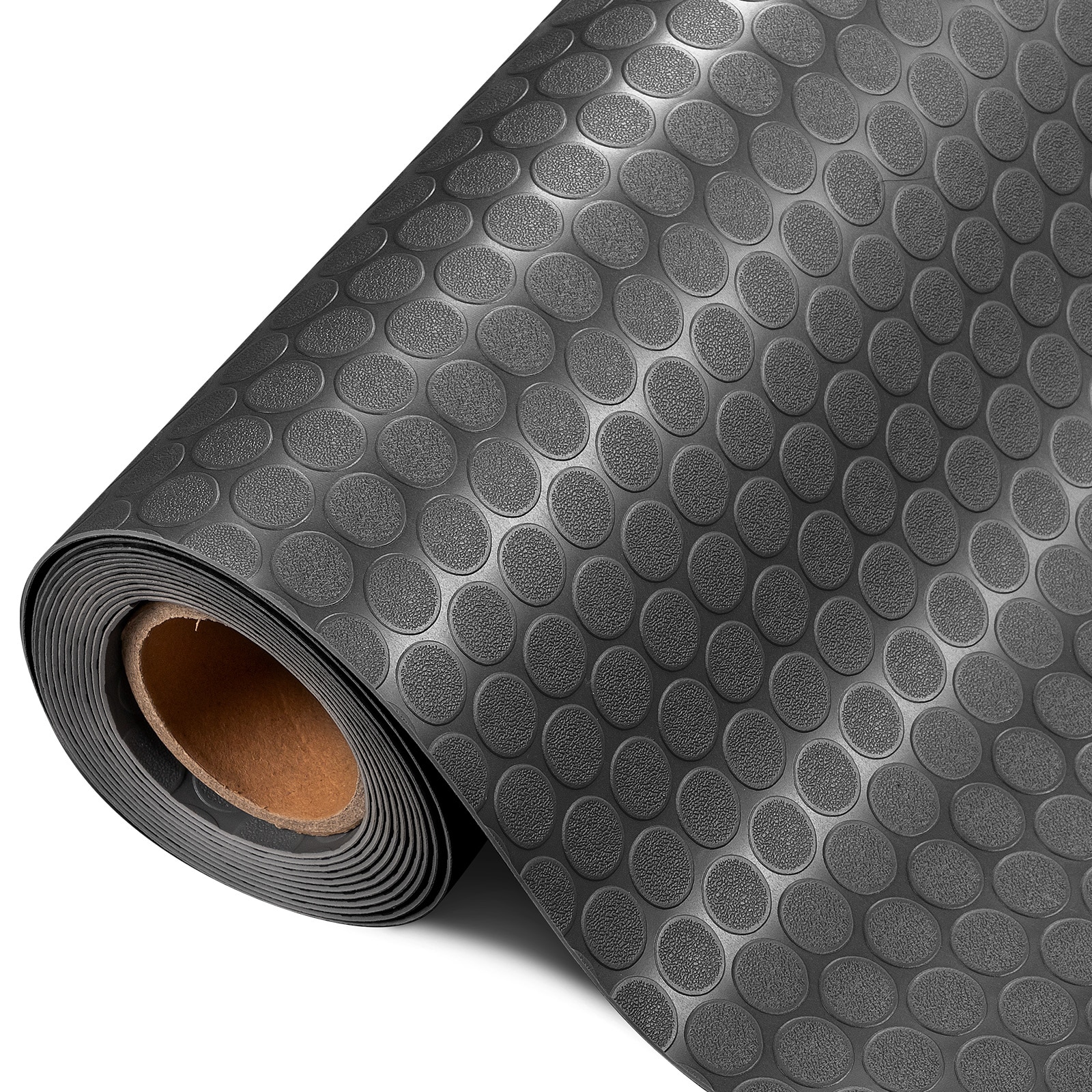 TUFFIOM 7.5 x 17 FT Garage Floor Mat/Thickened Coin Plate PVC Garage Mats Flooring Roll for Under Car/Garage Car Parking Mats for Compact SUVS Sports Car Black