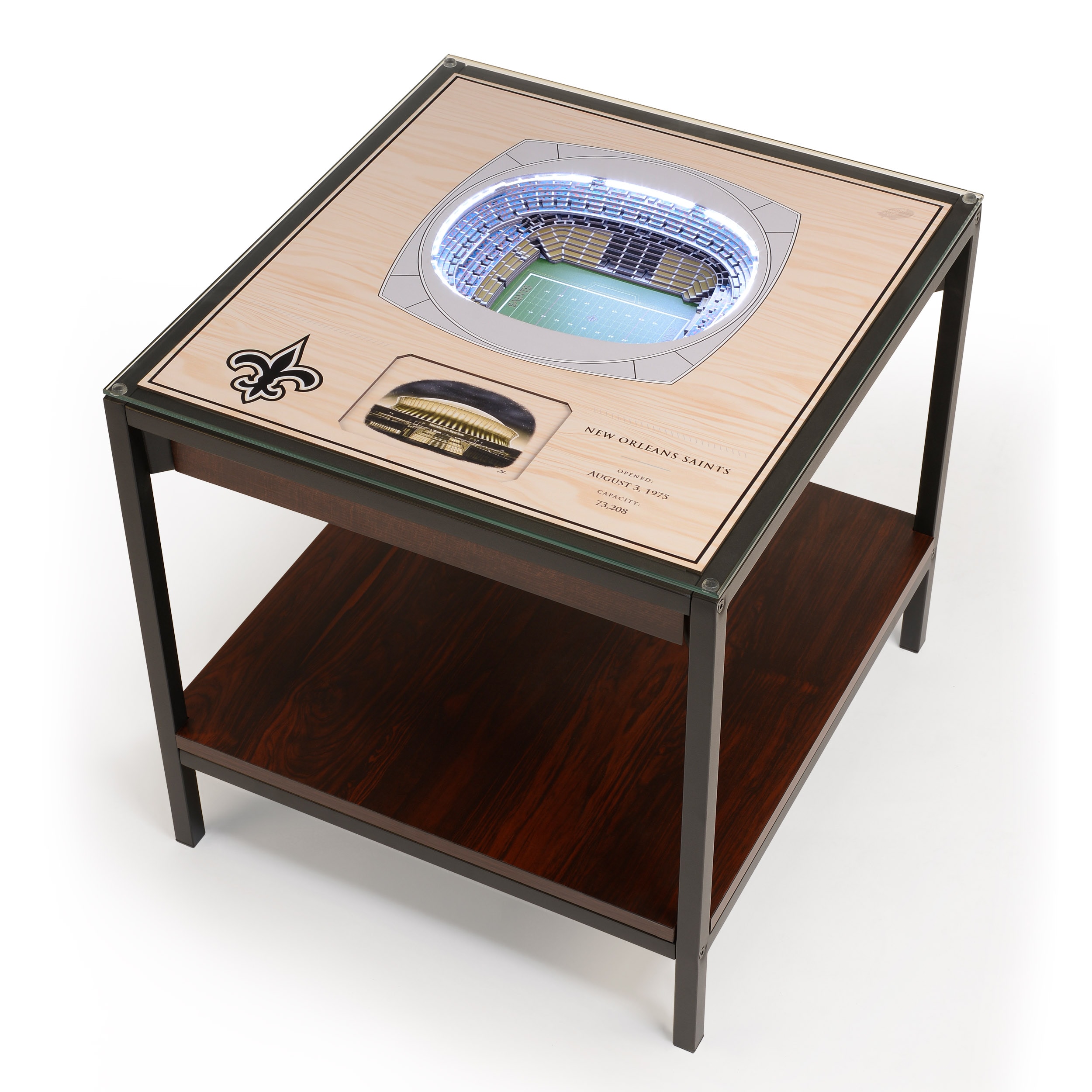 StadiumViews 8493847 25-Layer StadiumView Lighted End Table 22-Inches W x 22.25-Inches H Team Colors Glass Square Modern End Table with Storage Assembly Required