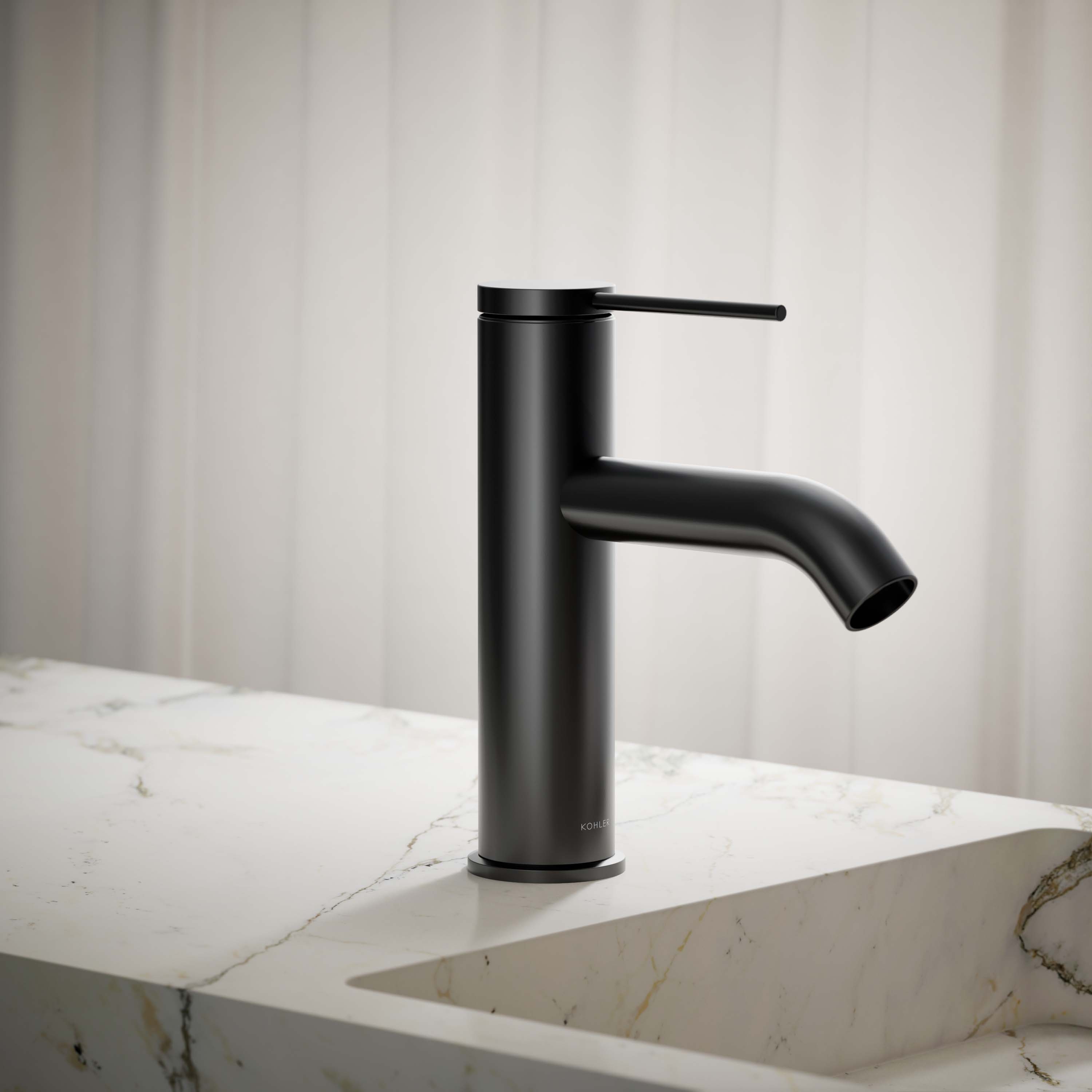 KOHLER K-77958-4A-BL Components Matte Black Single hole 1-handle WaterSense Low-arc Commercial/Residential Handle Bathroom Sink Faucet with Drain