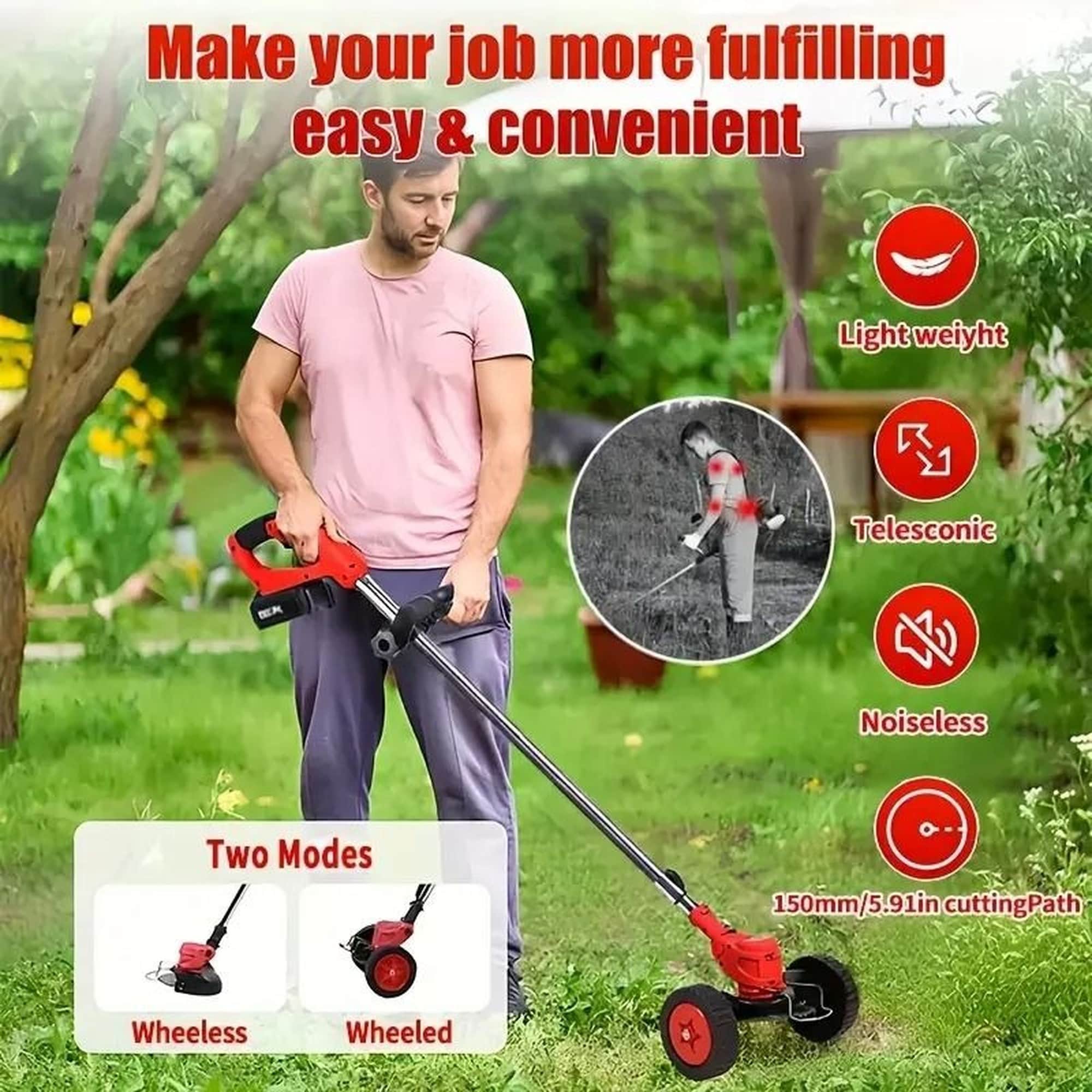 Wudkey L4-JV7E7F Cordless-Elec-Push-Mowers - View #4