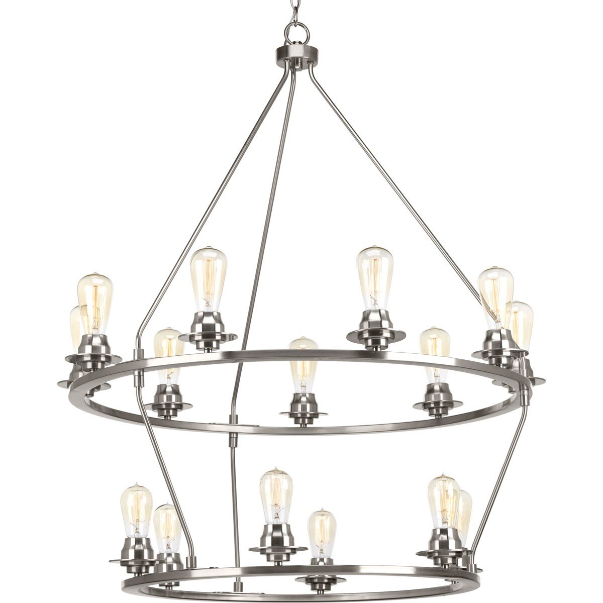 Progress Lighting P400017-009 Debut 15 -Light Brushed Nickel Farmhouse For Use in Bedrooms, Dining Rooms, Foyers, Kitchens, Living Rooms Chandelier