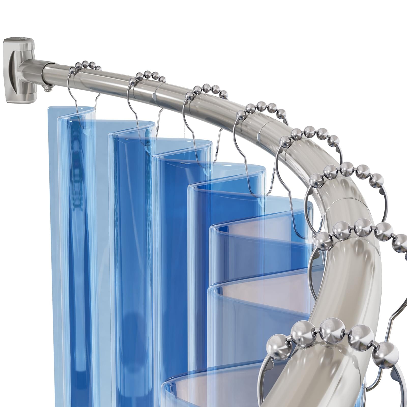 Aoibox  Wall Mount Arched Curved Shower Curtain Rod Adjustable 20 84 in Heavy Duty Modular Design in Nickel