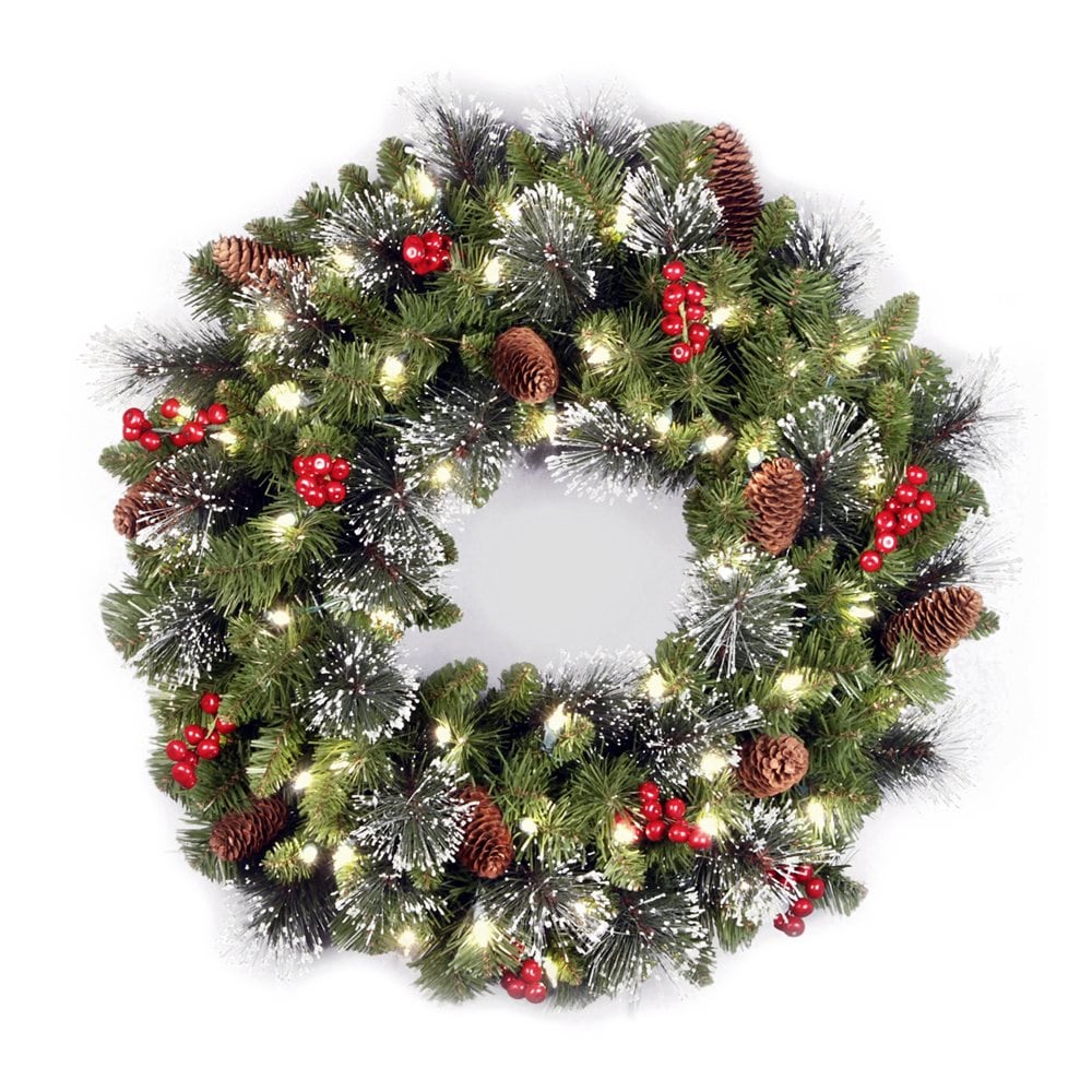 Artificial Wreaths, Light Up Wreath Outdoor Battery Operated