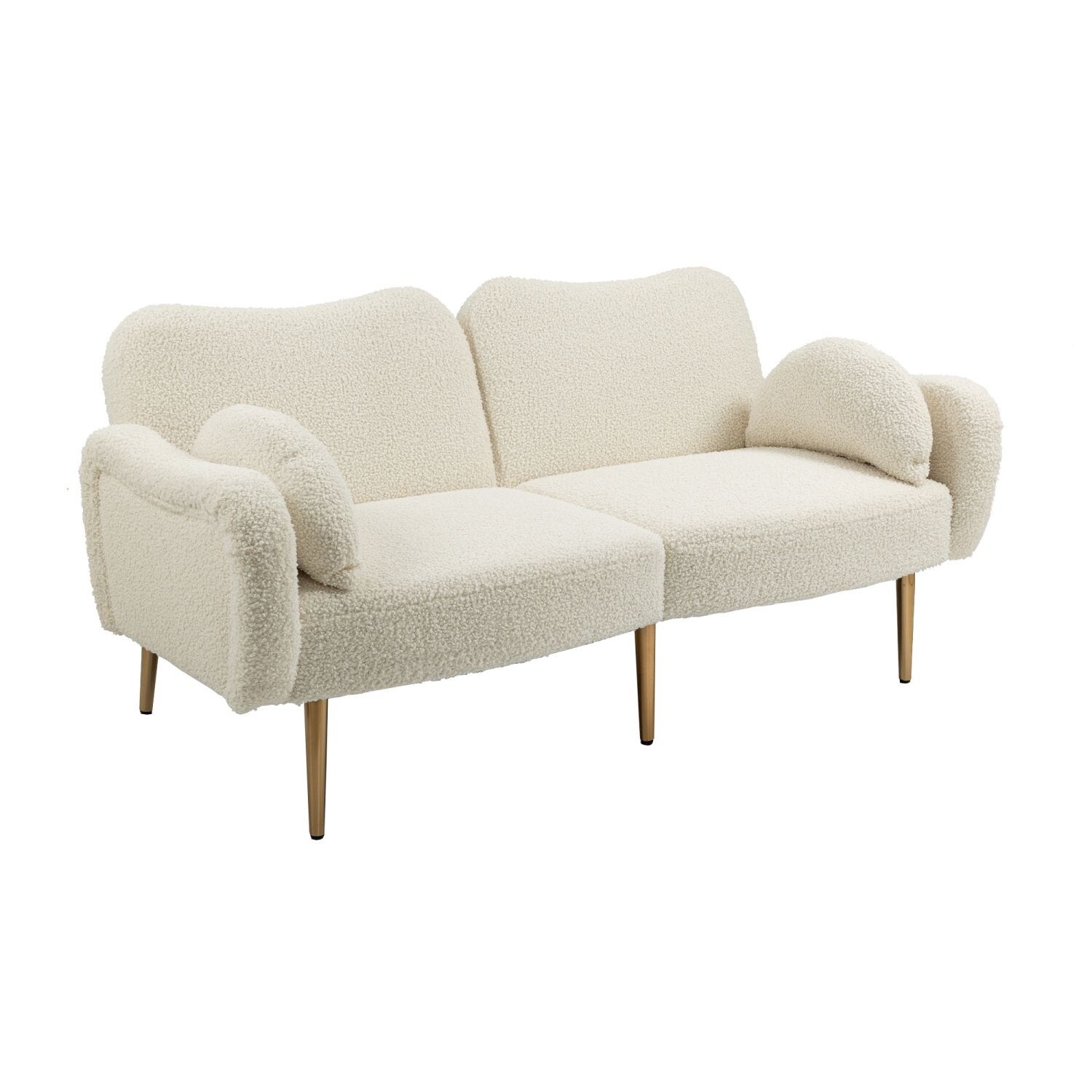 JASMODER 30.71-in Modern White Teddy Velvet Sofa in the Couches, Sofas ...