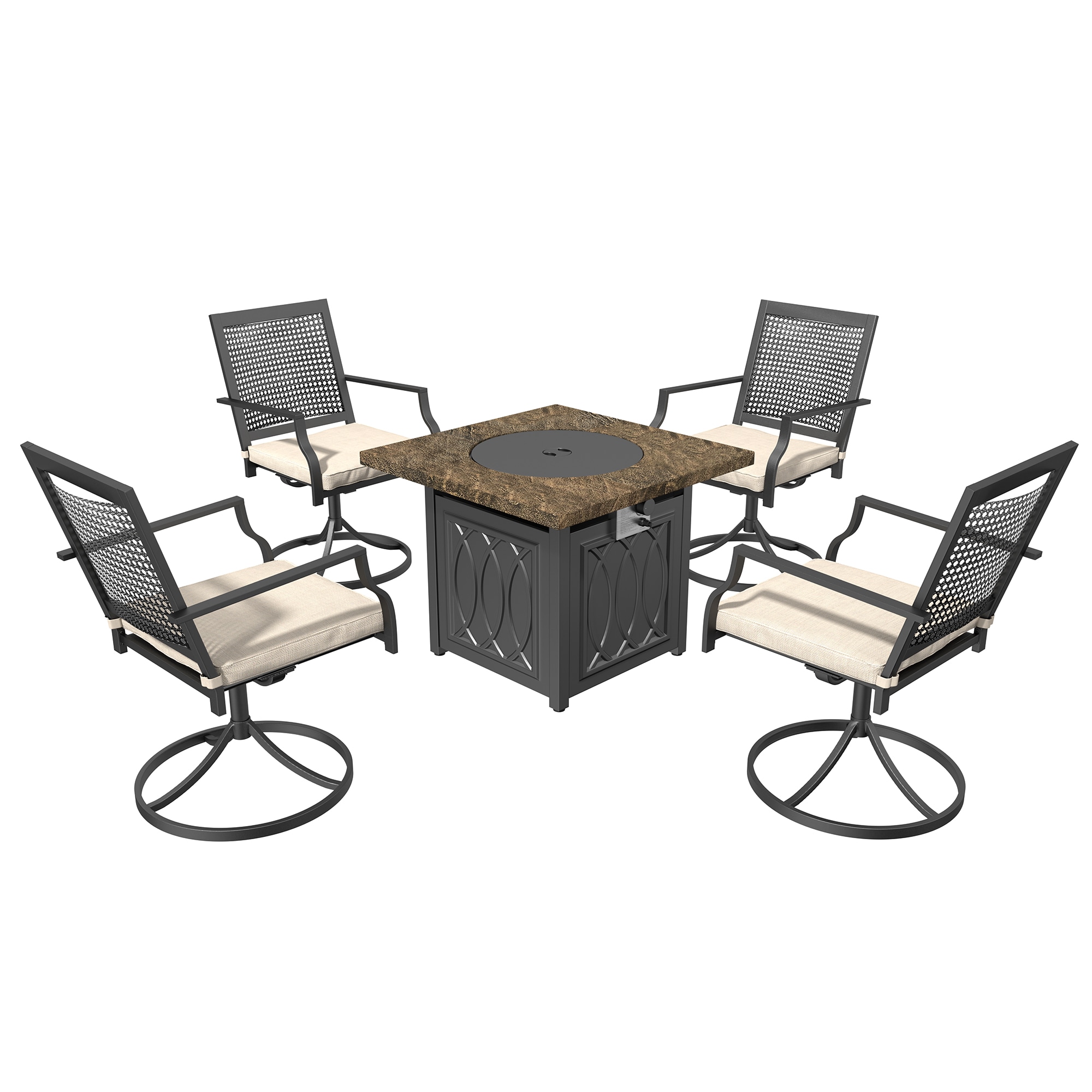 Mondawe MD-990-190 5 -Piece Patio Conversation Set with Off-white Cushions