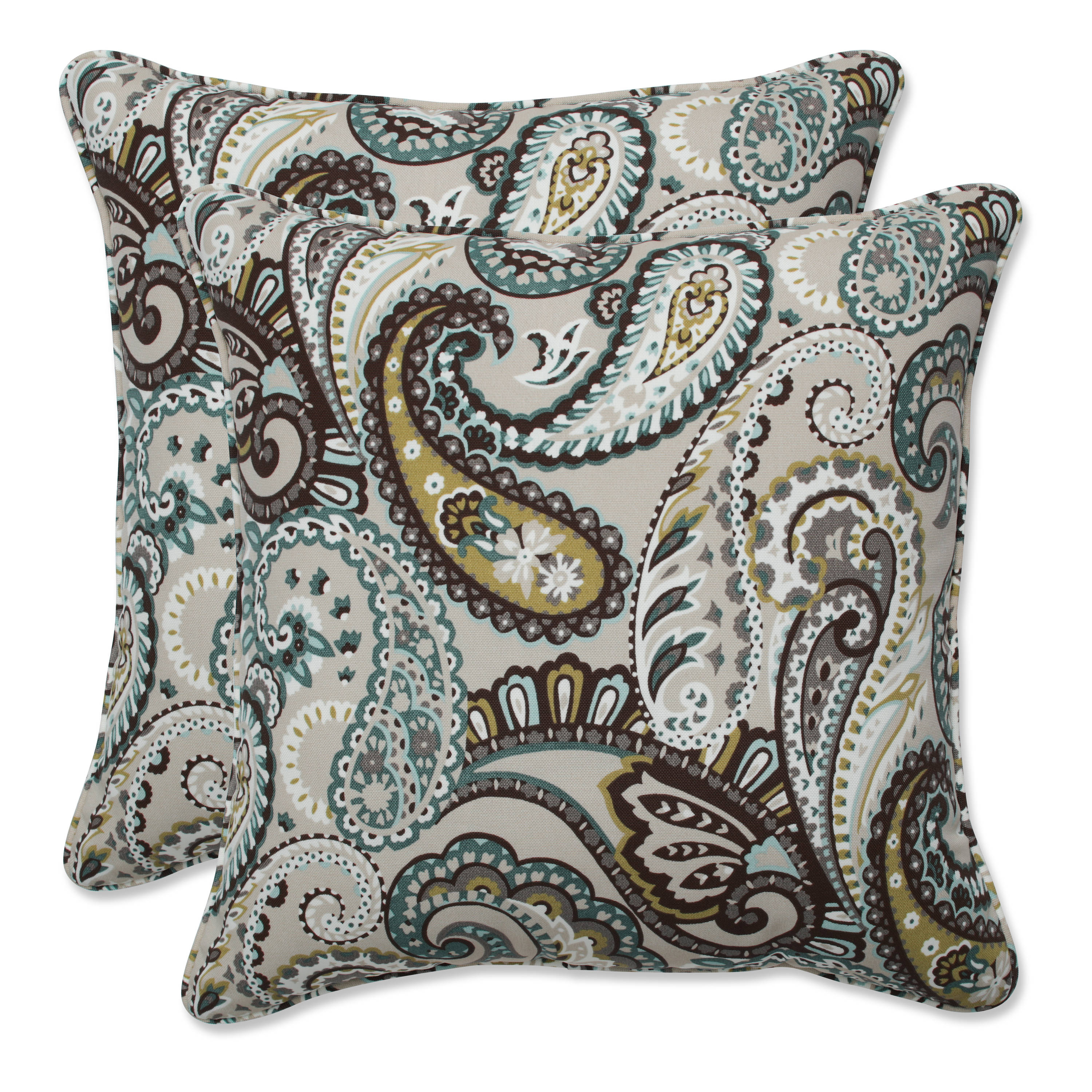 Outdoor/Indoor Tamara Paisley Quartz 16.5-inch Throw Pillow (Set of 2 ...