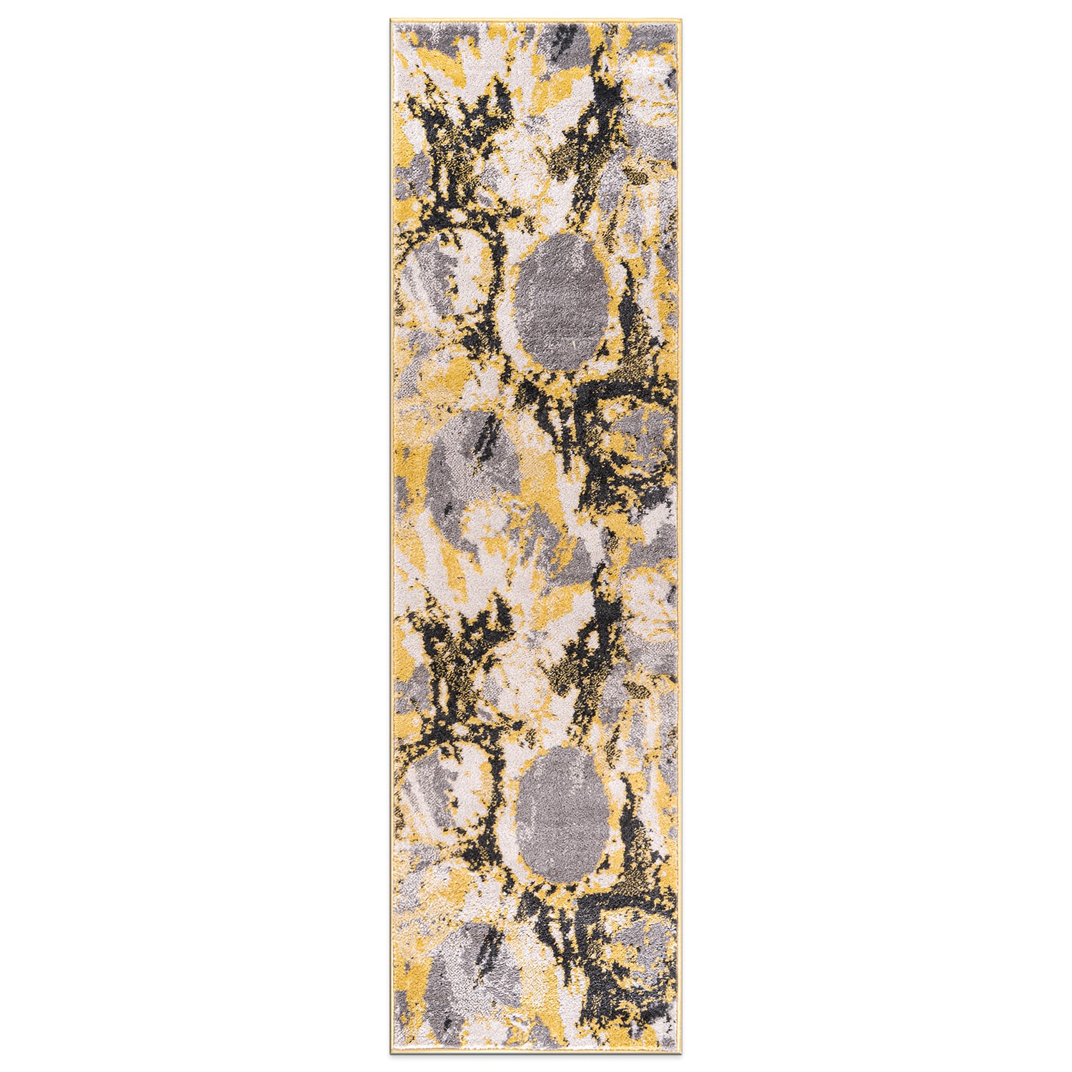 World Rug Gallery 389YELLOW2X7 2 x 7 (ft) Loomed Polypropylene Yellow Rectangular Indoor Geometric Global Runner rug
