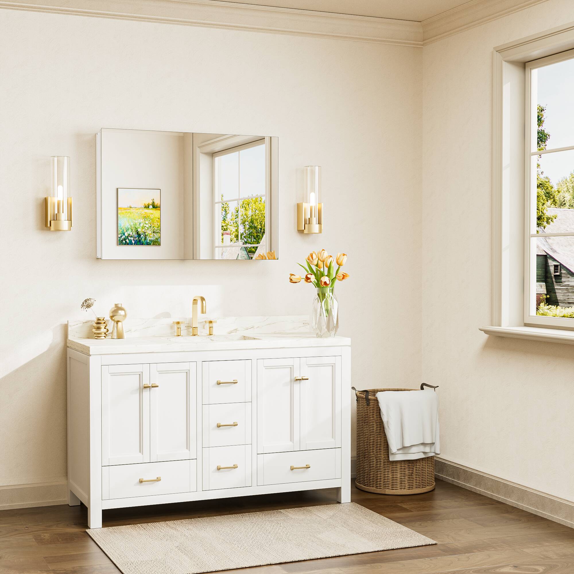 Keonjinn LW-JG-FXFJP-9161-WH Bathroom-Medicine-Cabinets - View #2