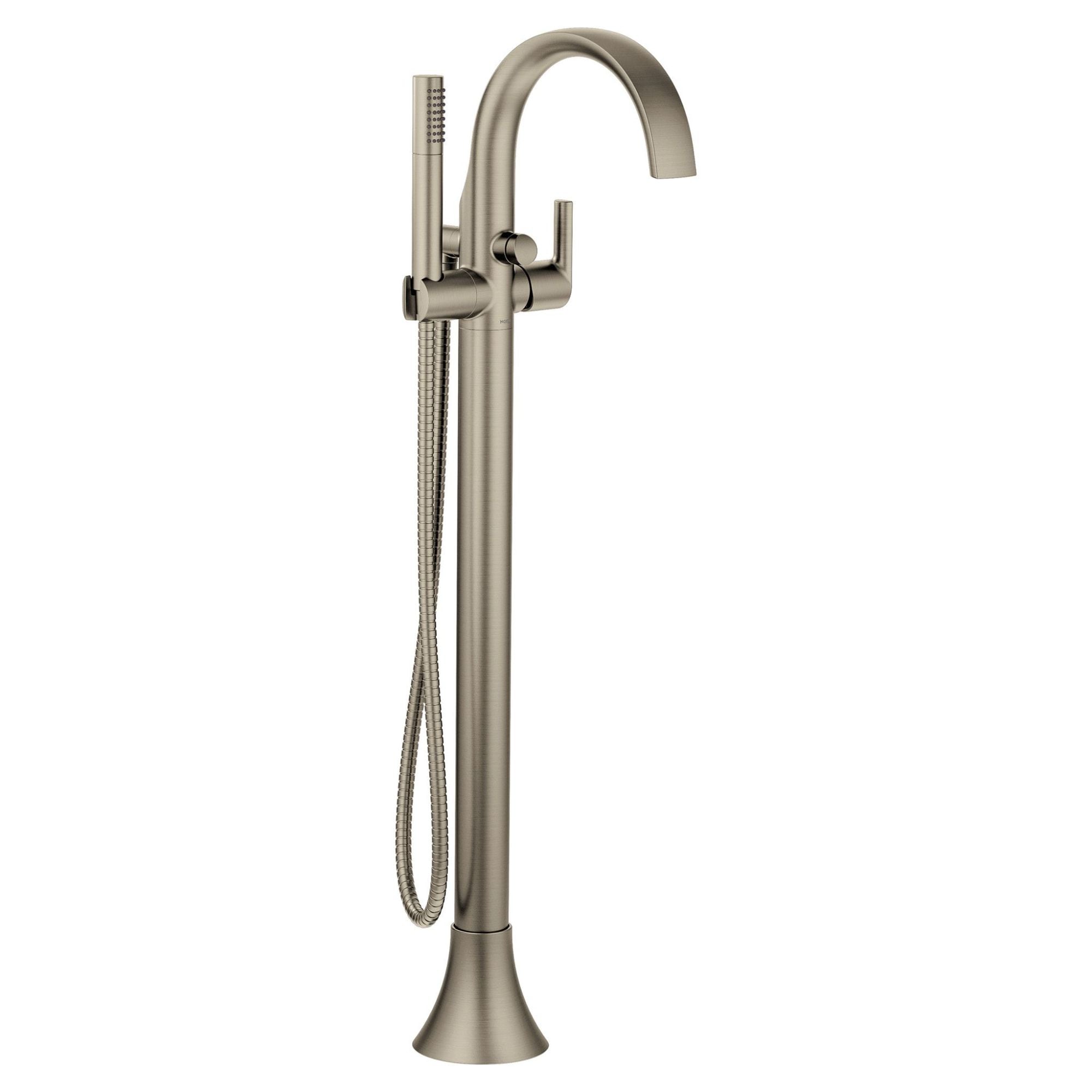 Brushed Nickel Freestanding Tub Filler with Handshower