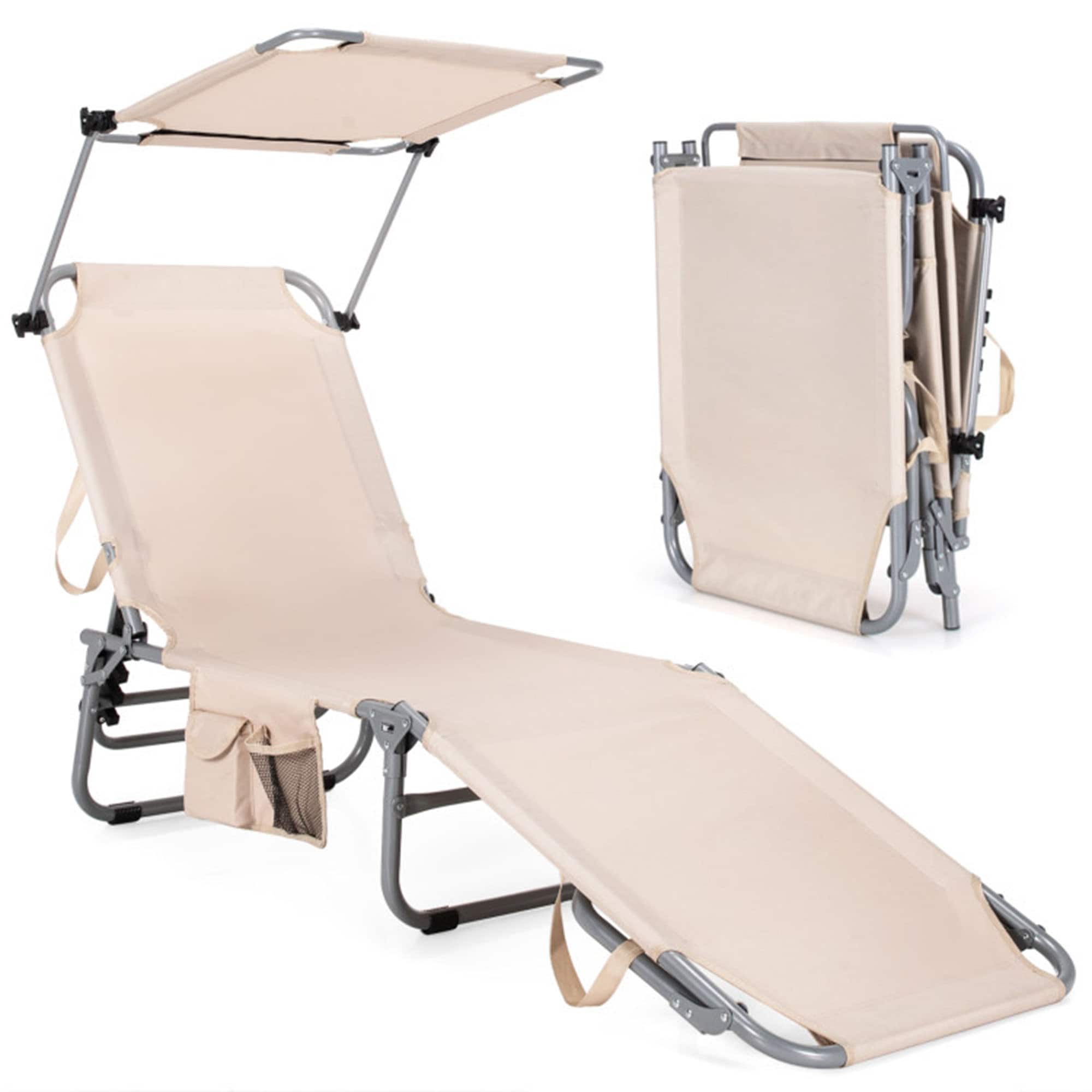 Mondawe 525SA-HY Black Steel Frame Stationary Chaise Lounge Chair with Off-white Mesh Seat