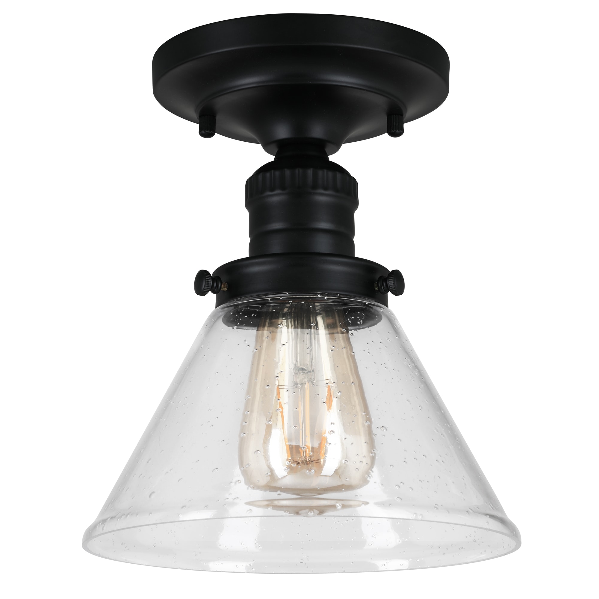 Design House 589069-BLK Augustin 1 -Light 7.88-in Matte Black Semi Flush Mount Light