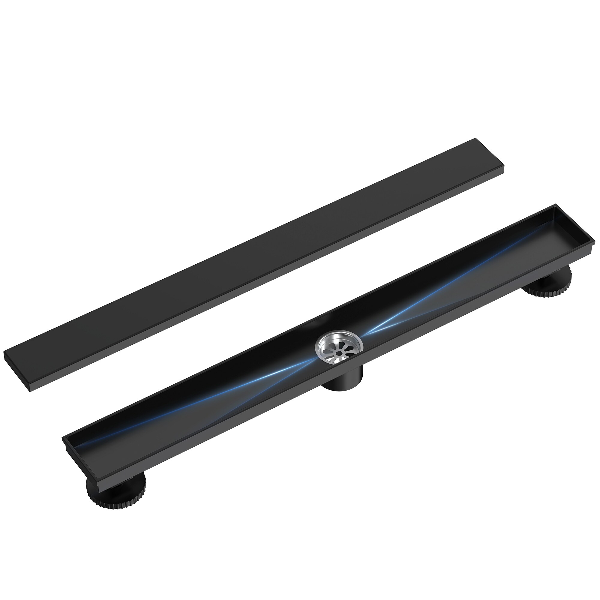 EVERSTEIN SFS-3069-BK Matte Black 24-in Linear Shower Drain High-Performance Water Displacement