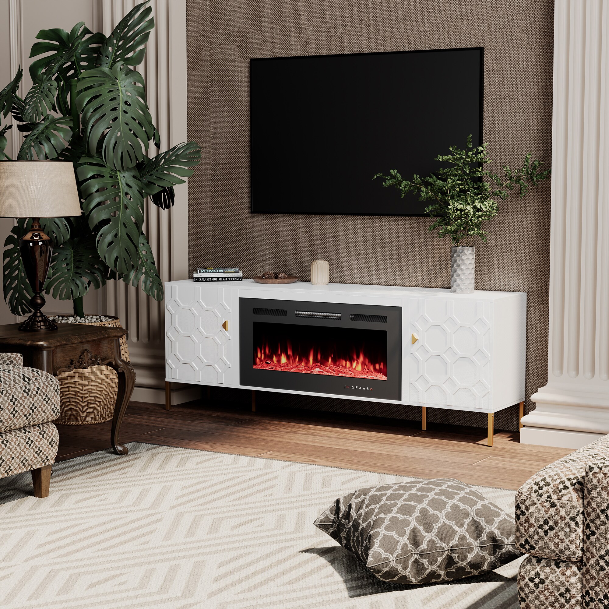 Clihome CL-JH4236-WH Electric-Fireplaces - View #4