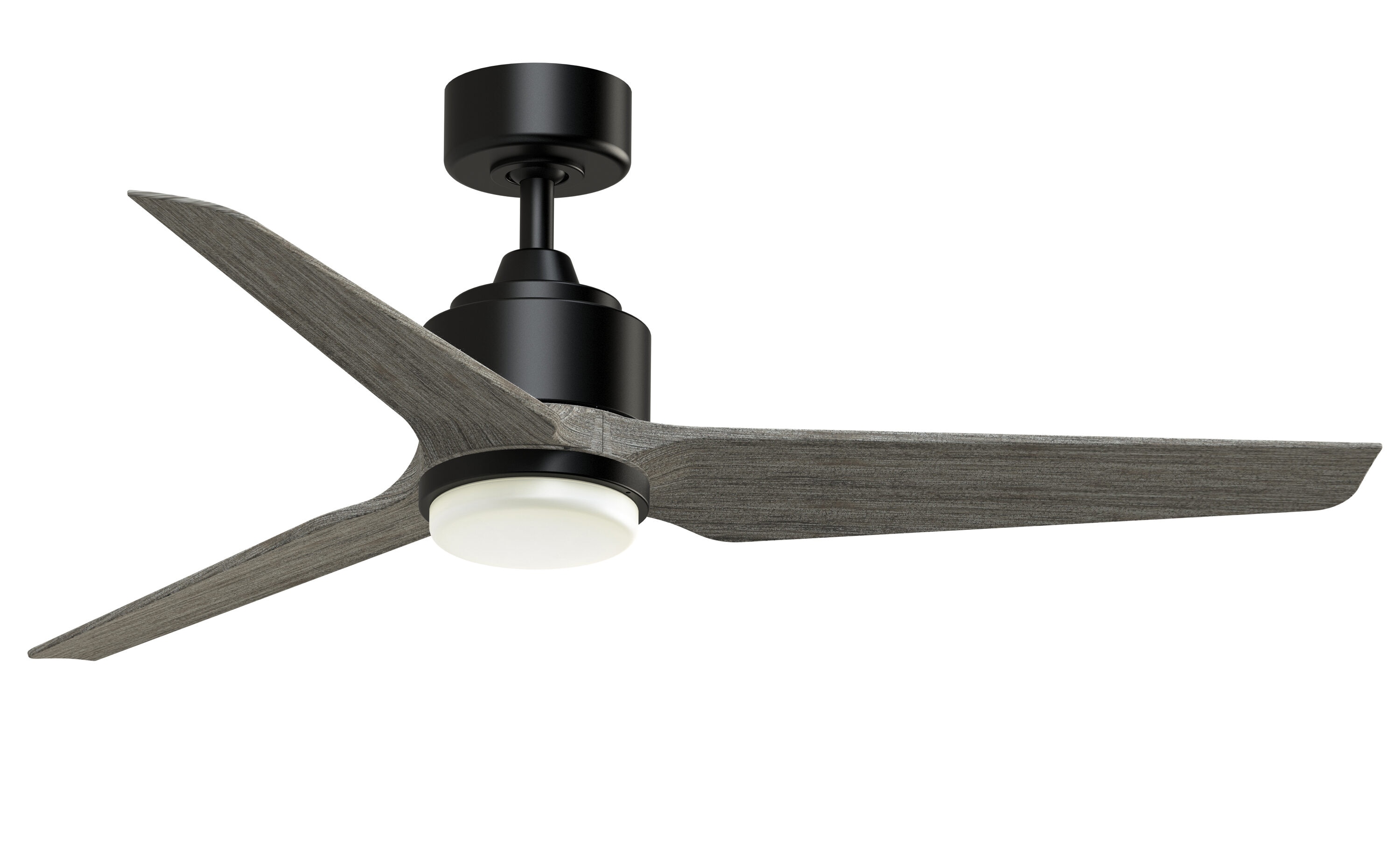 Fanimation FPD8514BLW-52WEW-LK TriAire Custom 52-in Color-Changing Integrated LED Outdoor Smart Black with Weathered Wood Blades Propeller Ceiling Fan With Light - Remote Included ( 3 -Blade )