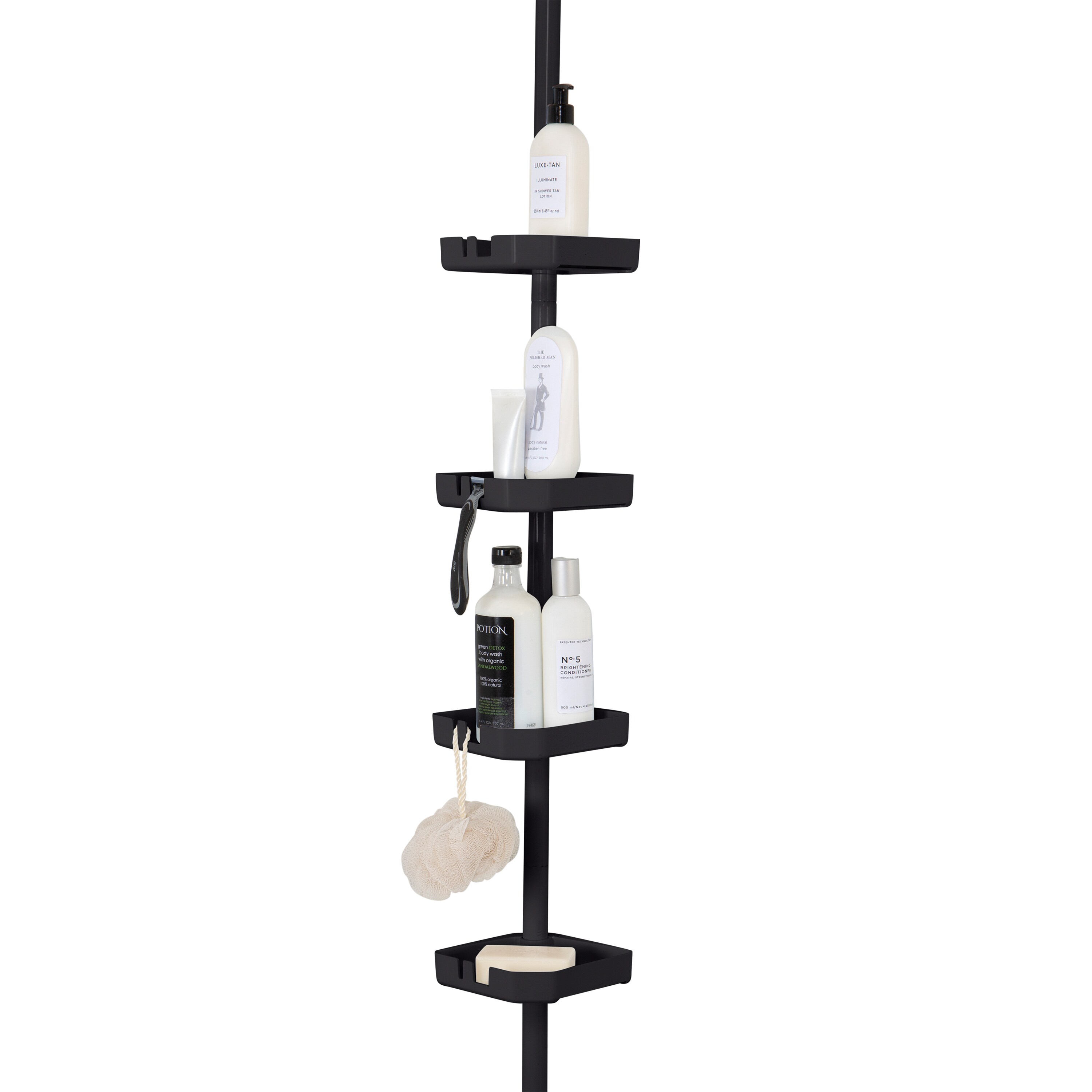 Bath Bliss Black Aluminum 3.99-Shelf Bathtub Caddy 5.91-in x 101-in
