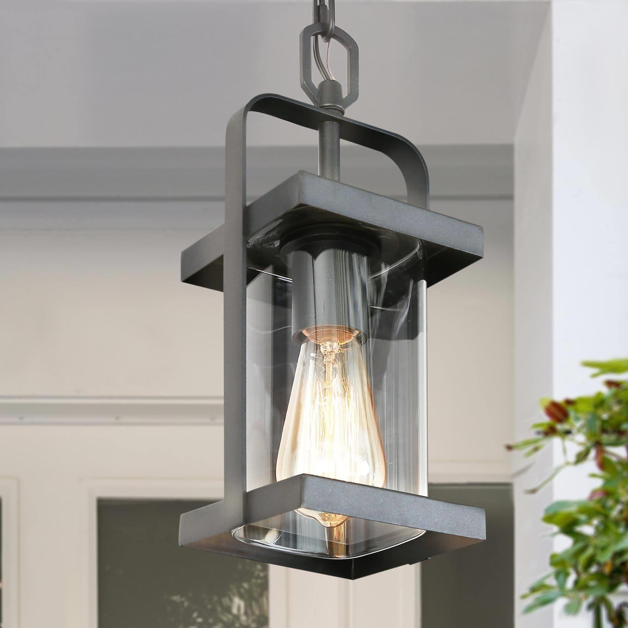 YANSUN Black Modern/Contemporary Lantern LED Mini Hanging Pendant