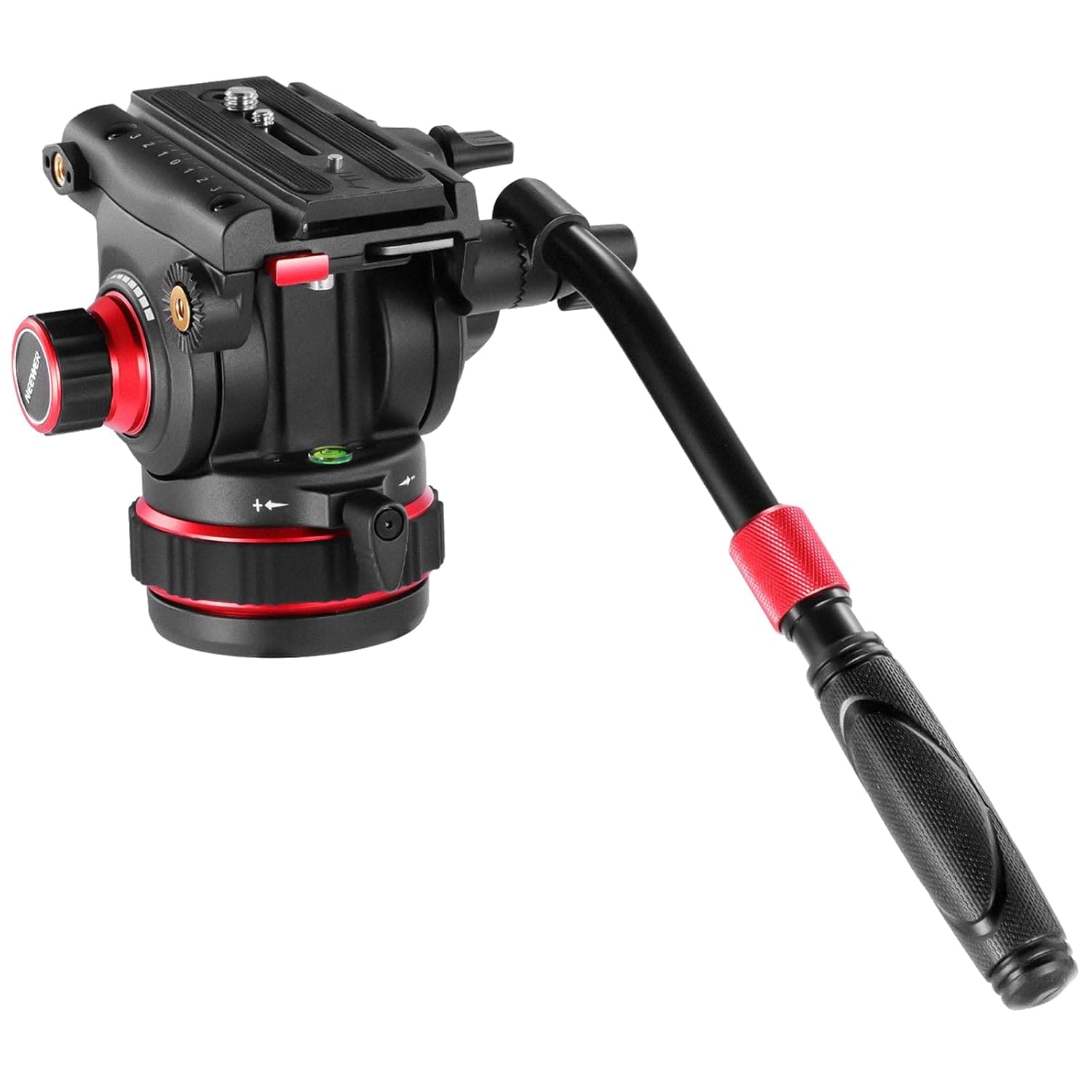NEEWER Heavy Duty Video Tripod Fluid Head with Stepless Pan and Tilt Damping 75mm Base 22 lb Load Capacity Adjustable Handle Quick Release Plate Compatible with DJI RS Gimbals