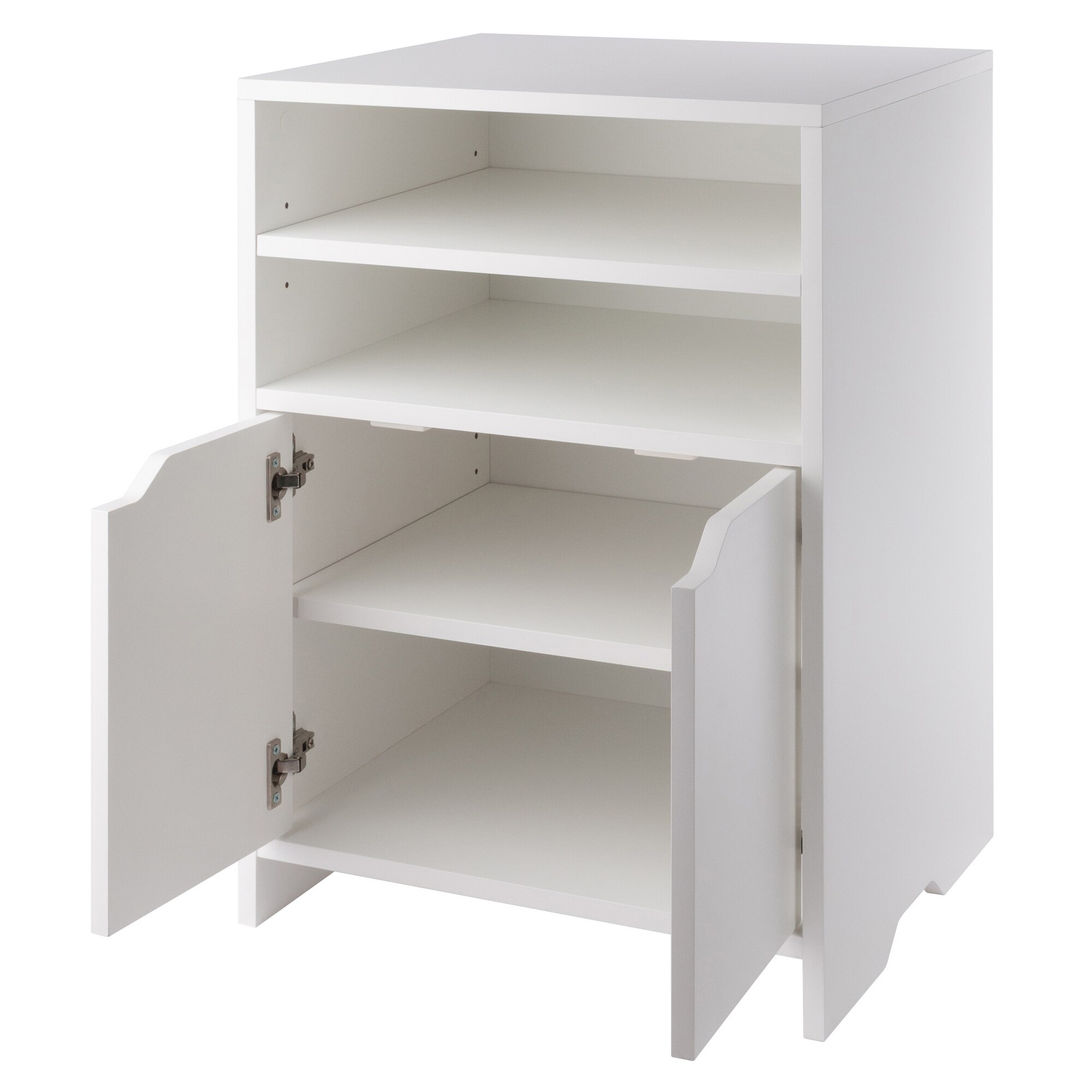 White Freestanding Office Storage Cabinet with Adjustable Shelving