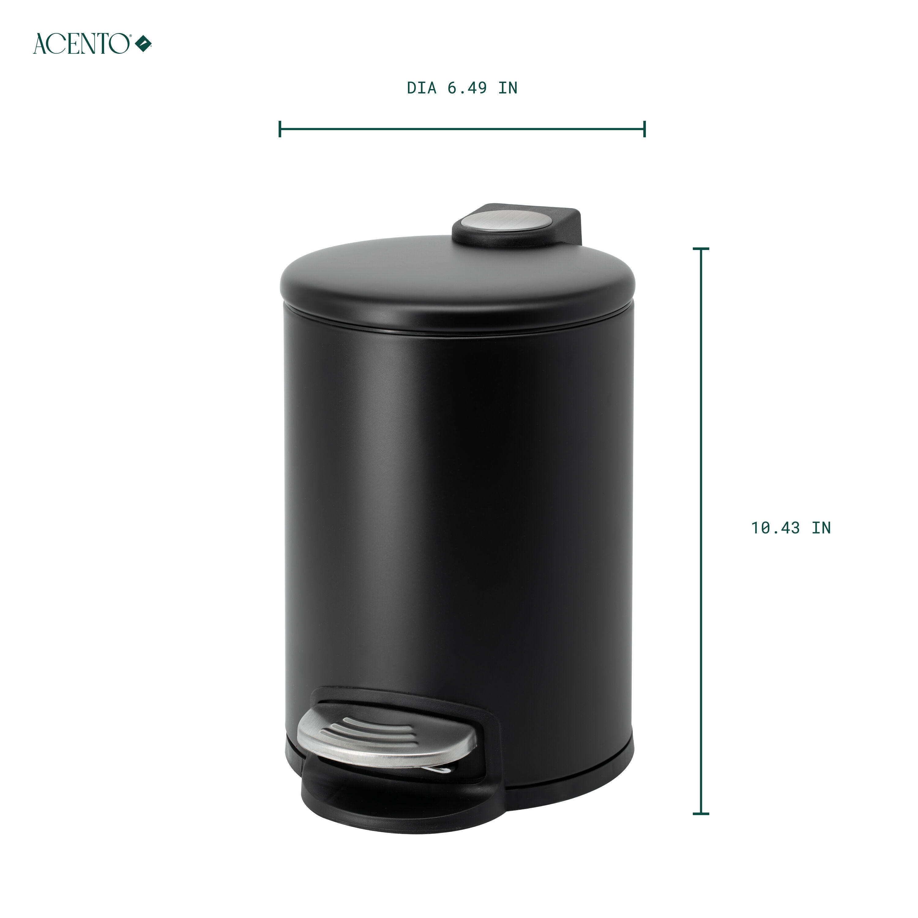 Matte Black Stainless Steel Round Pedal Trash Can