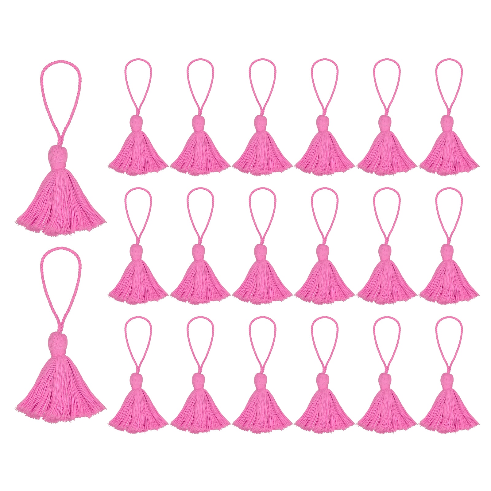Unique Bargains 20pcs Chunky Bookmark Tassels 4.3 Inch Hanging Loop Small Tassels Soft Mini Tassels for DIY Craft Jewelry Making Graduation Handmade Dark Pink
