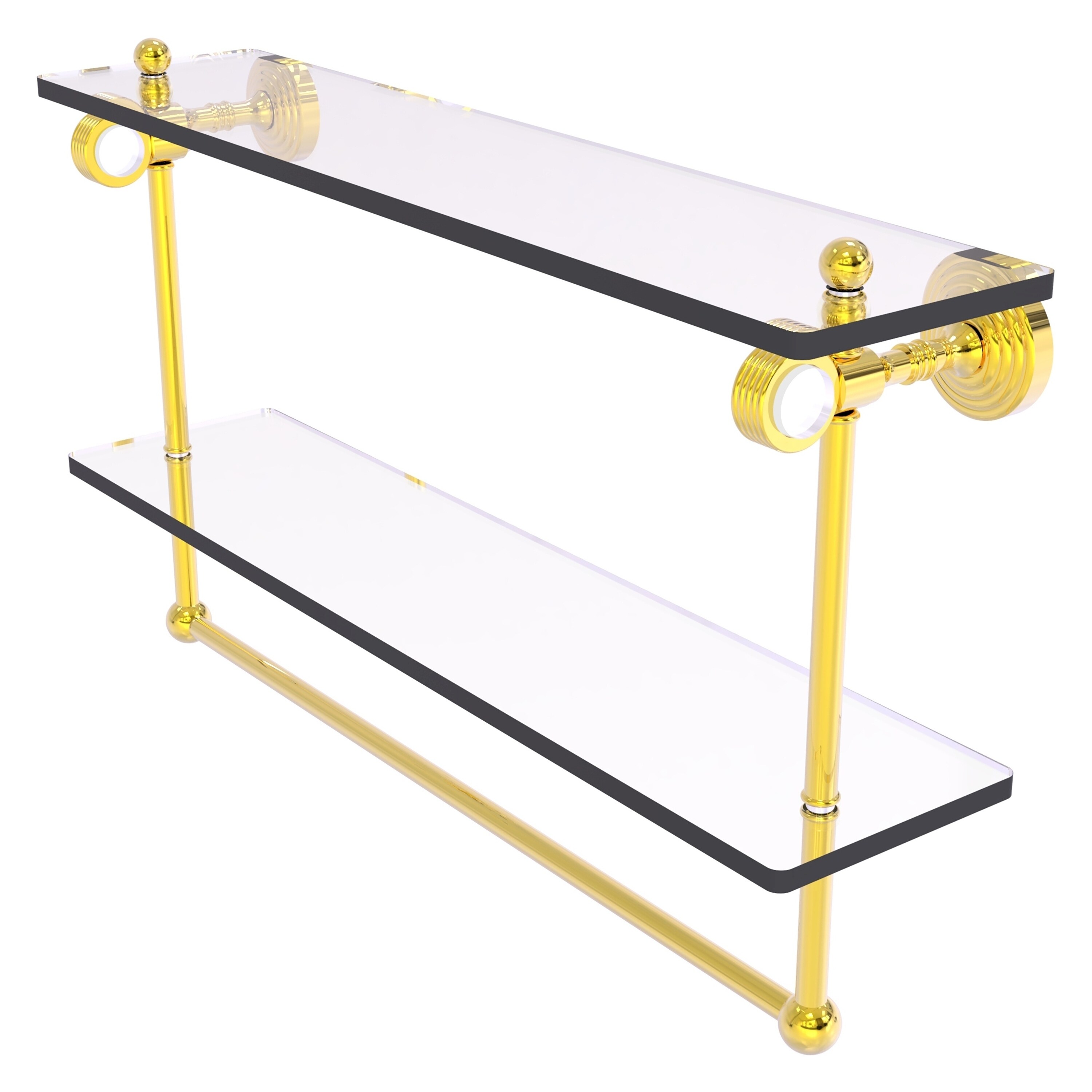 Allied Brass PG-2TBG-22-PB Pacific Grove Polished Brass 2 -Tier Wall mount Bathroom Shelf ( 22-in x 13-in x 5-in )