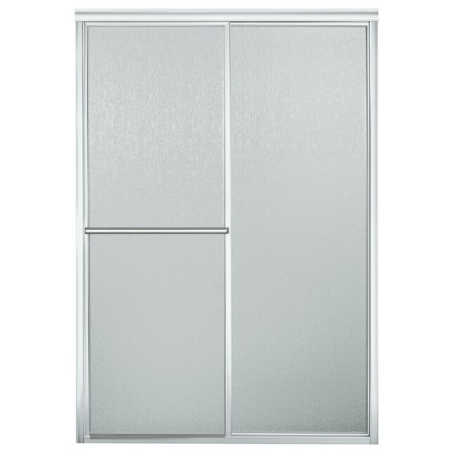 Sterling Deluxe 41 7 8 In W X 65 94 H Framed Sliding Silver Standard Shower Door Rain Glass The Doors Department At Com Rain Glass In The Shower Doors, Sterling Deluxe Sliding Shower Door