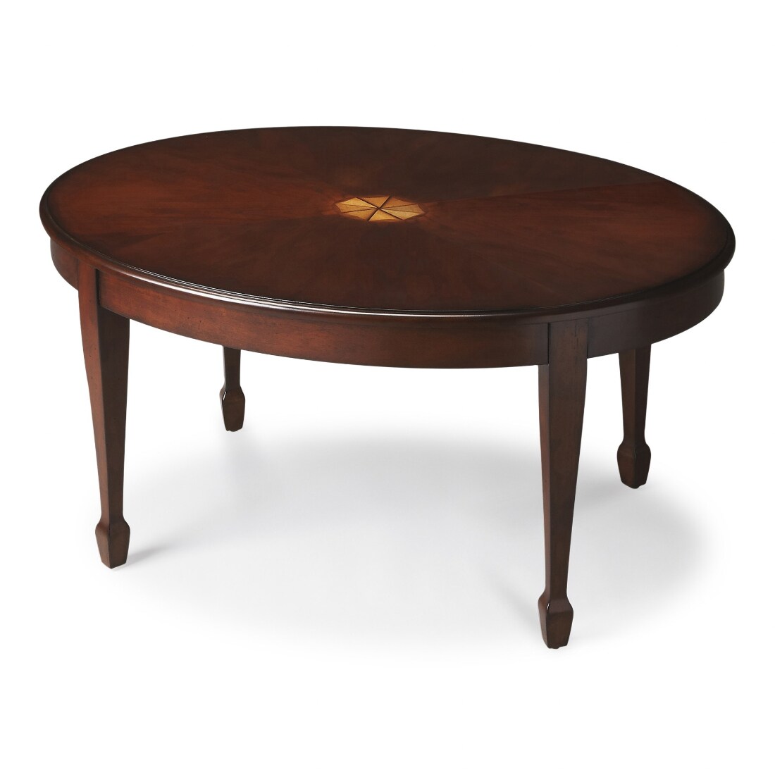 HomeRoots 4000389916 Traditional Cherry Oval Coffee Table