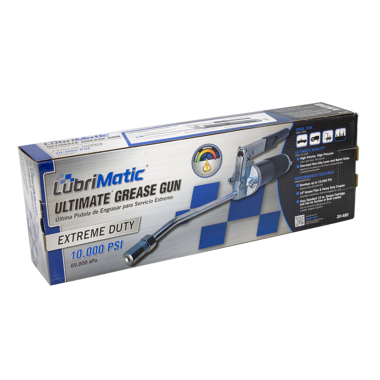 LUBRIMATIC  Ultimate Manual Grease Gun 14 oz Cartridge 10000 PSI 10 in Hose Steel