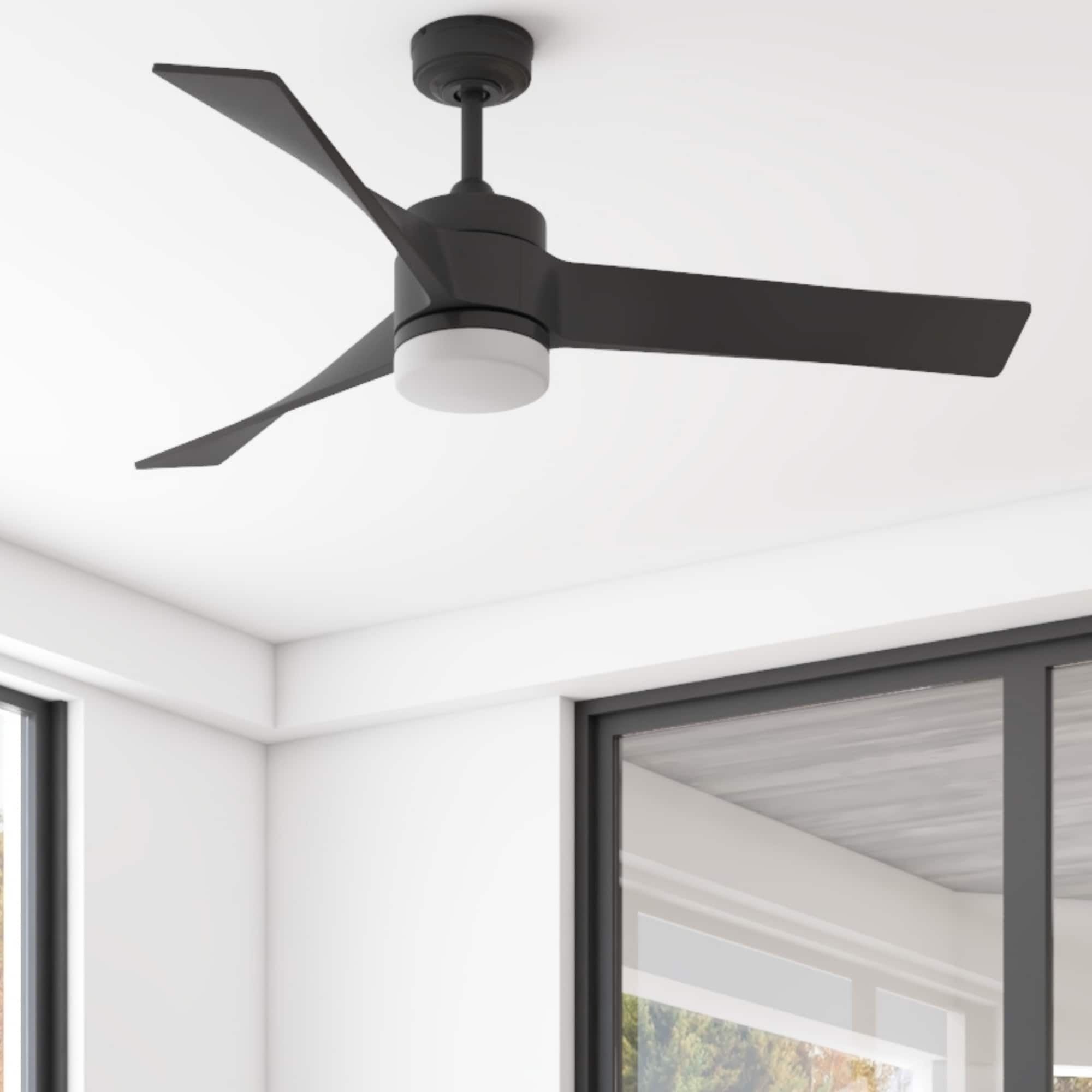 Markey 54-in Matte black Color-changing Indoor/Outdoor Ceiling Fan with Light and Remote (3-Blade) | - Harbor Breeze 43005